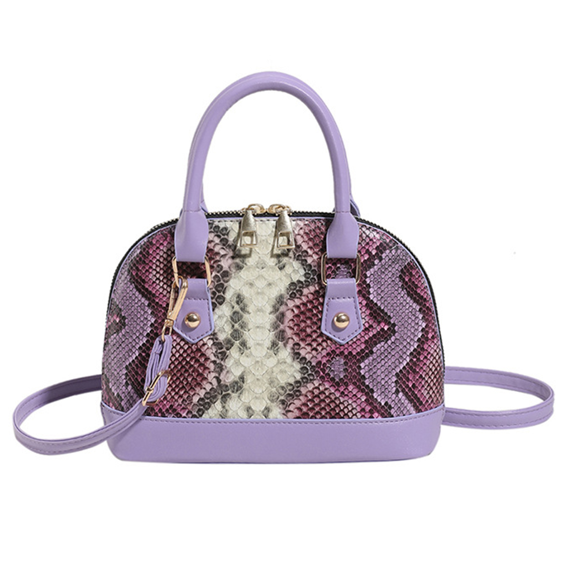 PU Contrasting snakeskin one-shoulder cross-body bag 4