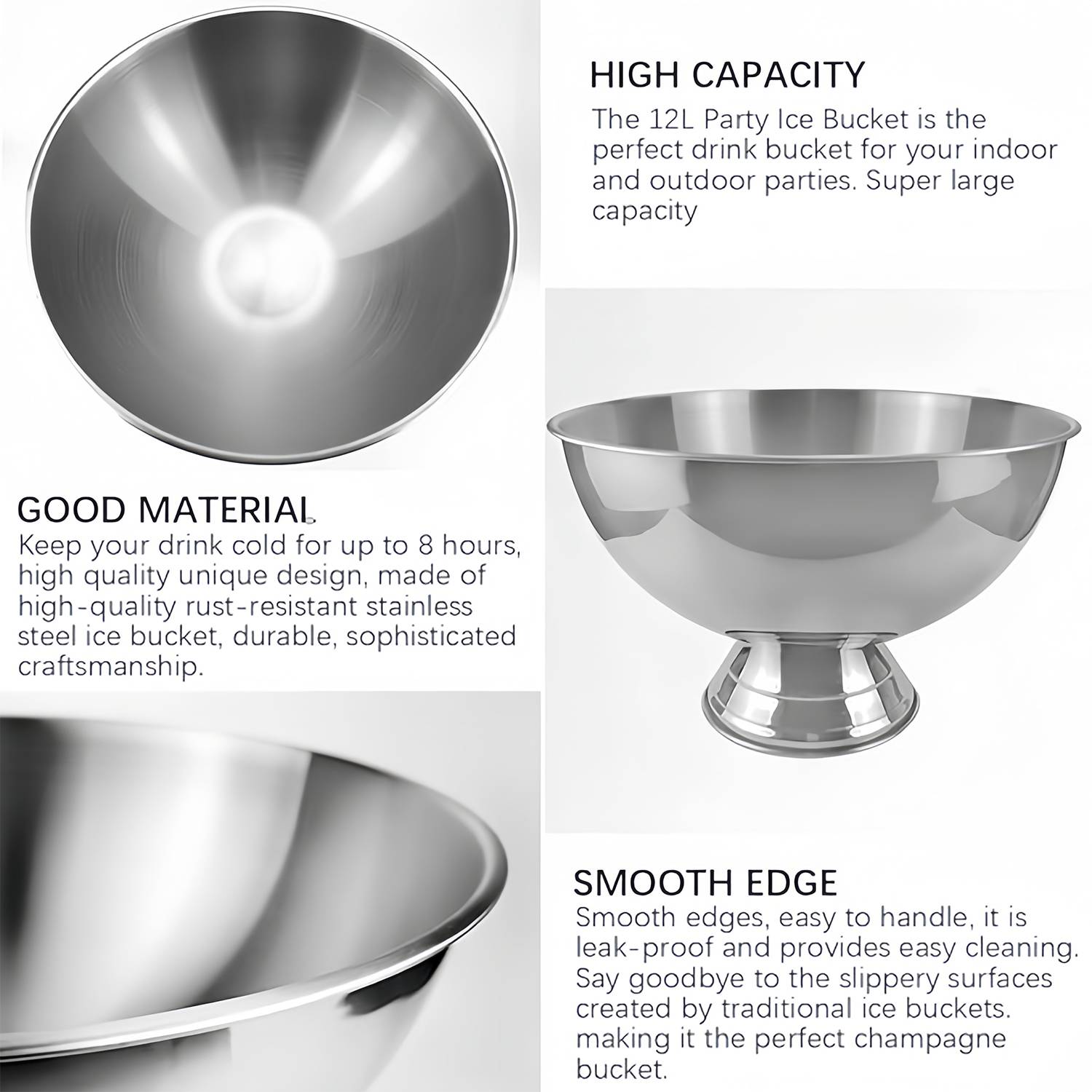 Stainless Steel Ice Bucket Bowl 7