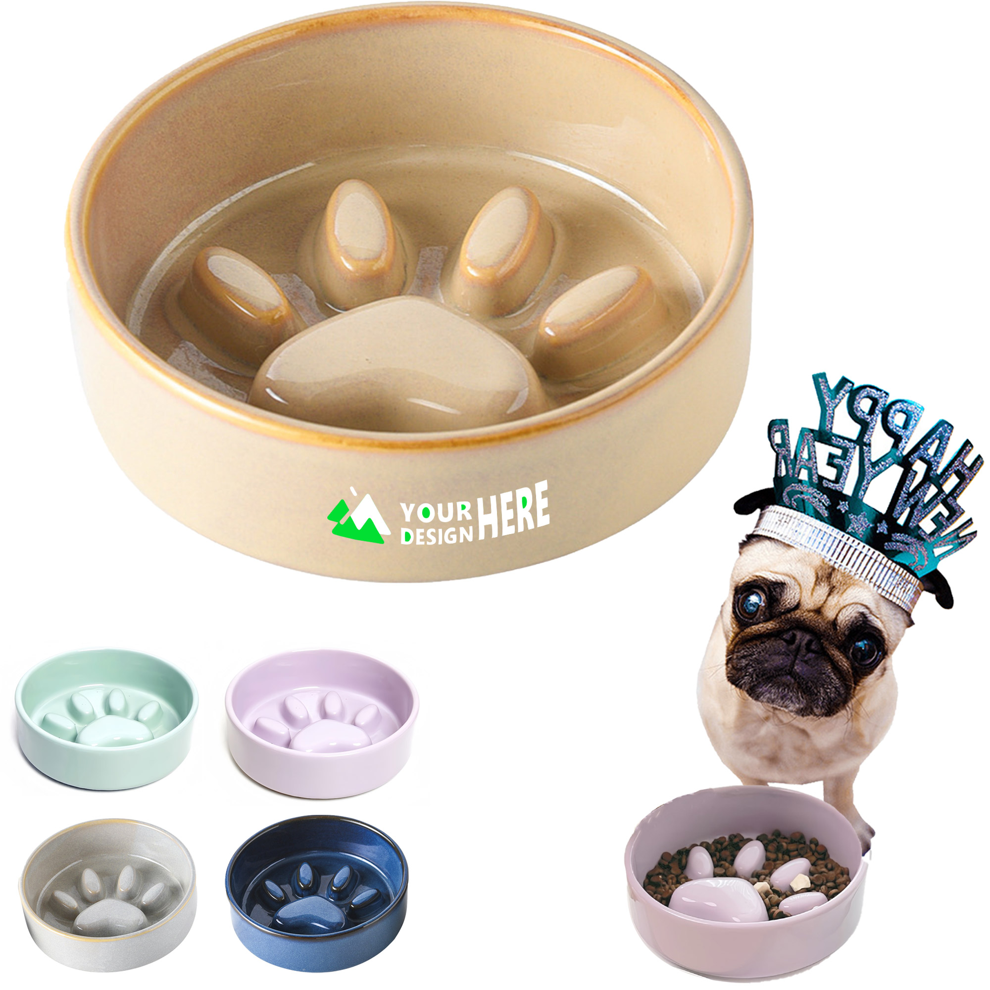 Ceramic Slow Food Pet Dog Bowl 2