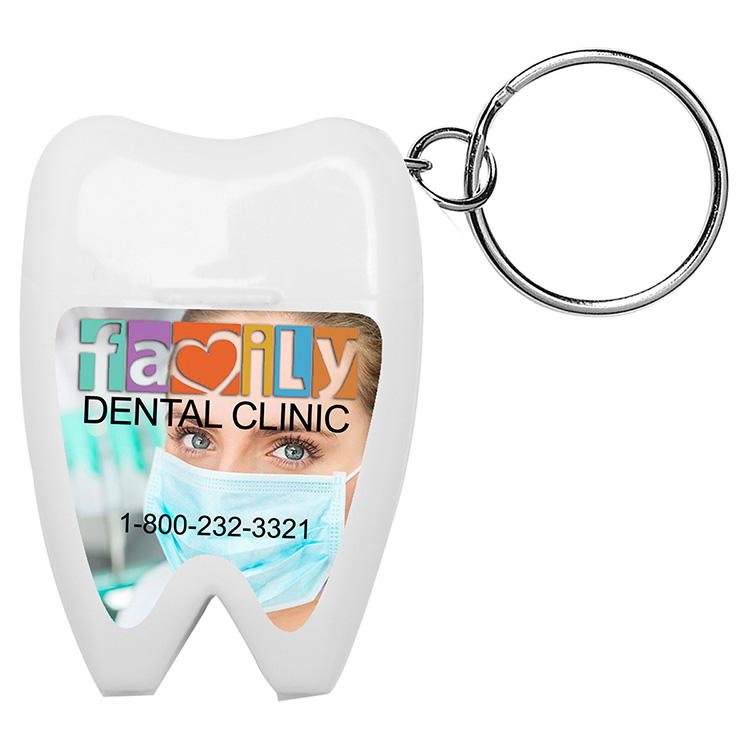 "Happy Teeth" Tooth Shaped Dental Floss Dispenser with Keyring 3