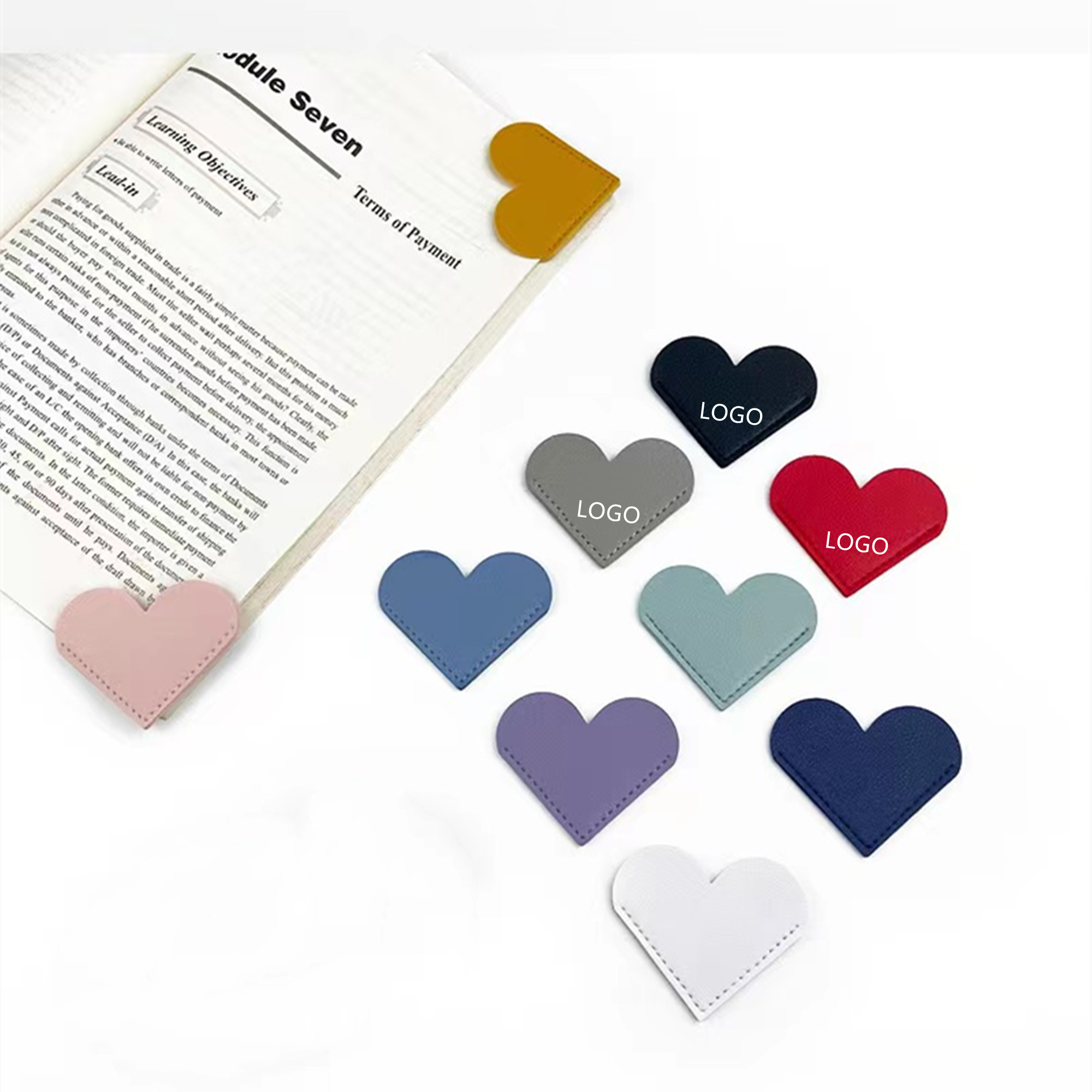Handmade Corner Page Leather Heart Bookmark