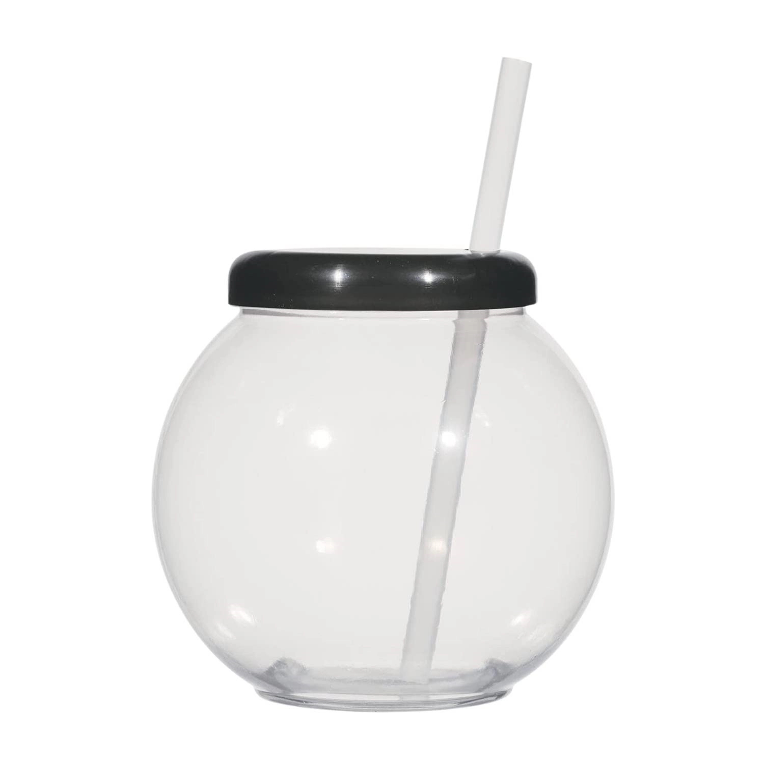 20 oz Clear Plastic Fish Bowls with Lids and Straw 3
