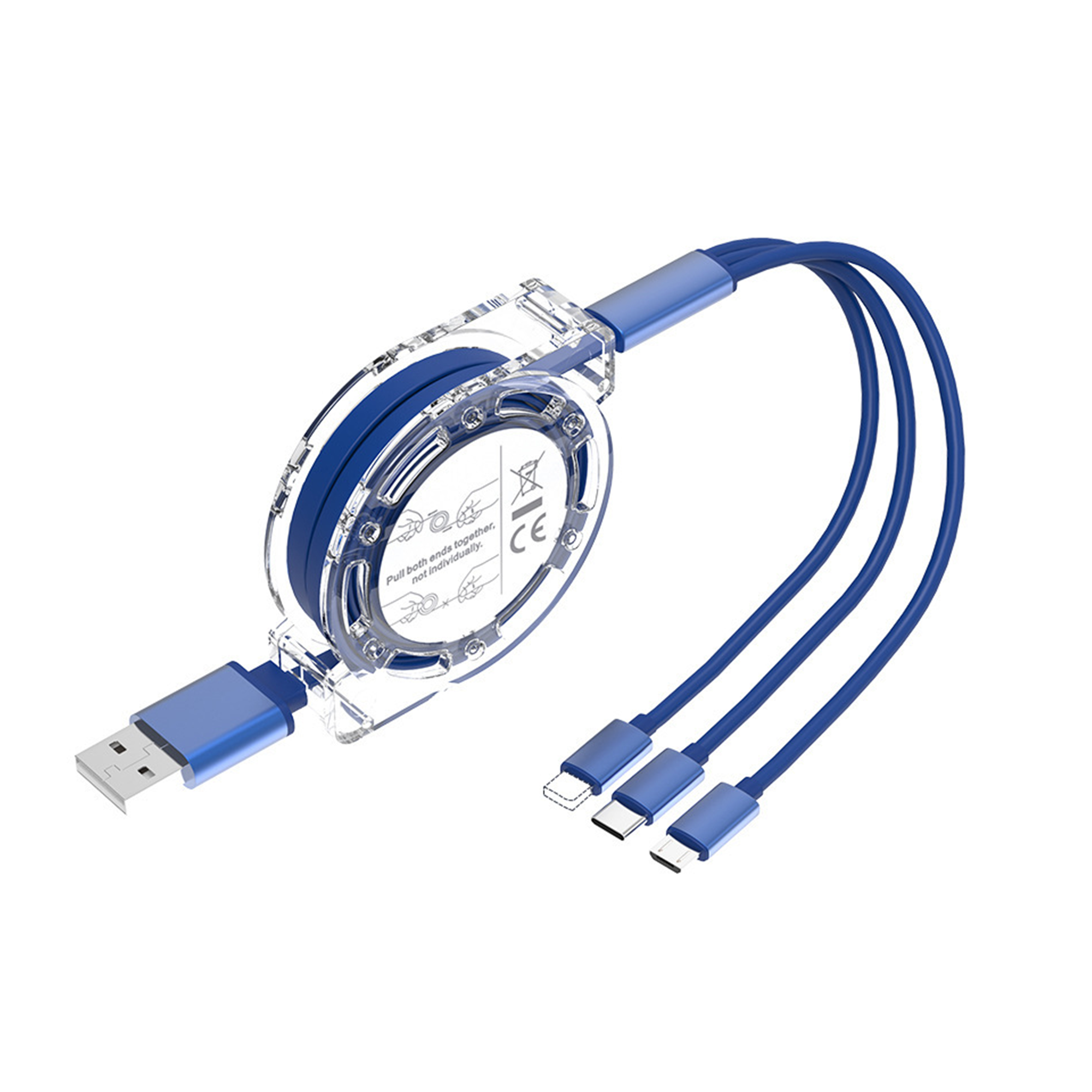 MOQ50 Multi Retractable Charging USB Cable 3 In 1 Charger Cord 2