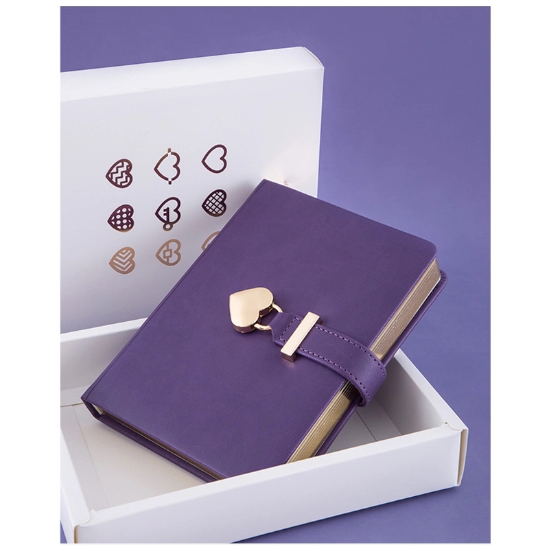 PU Leather B6 Heart Lock Diary Journal Gift Notebook 5