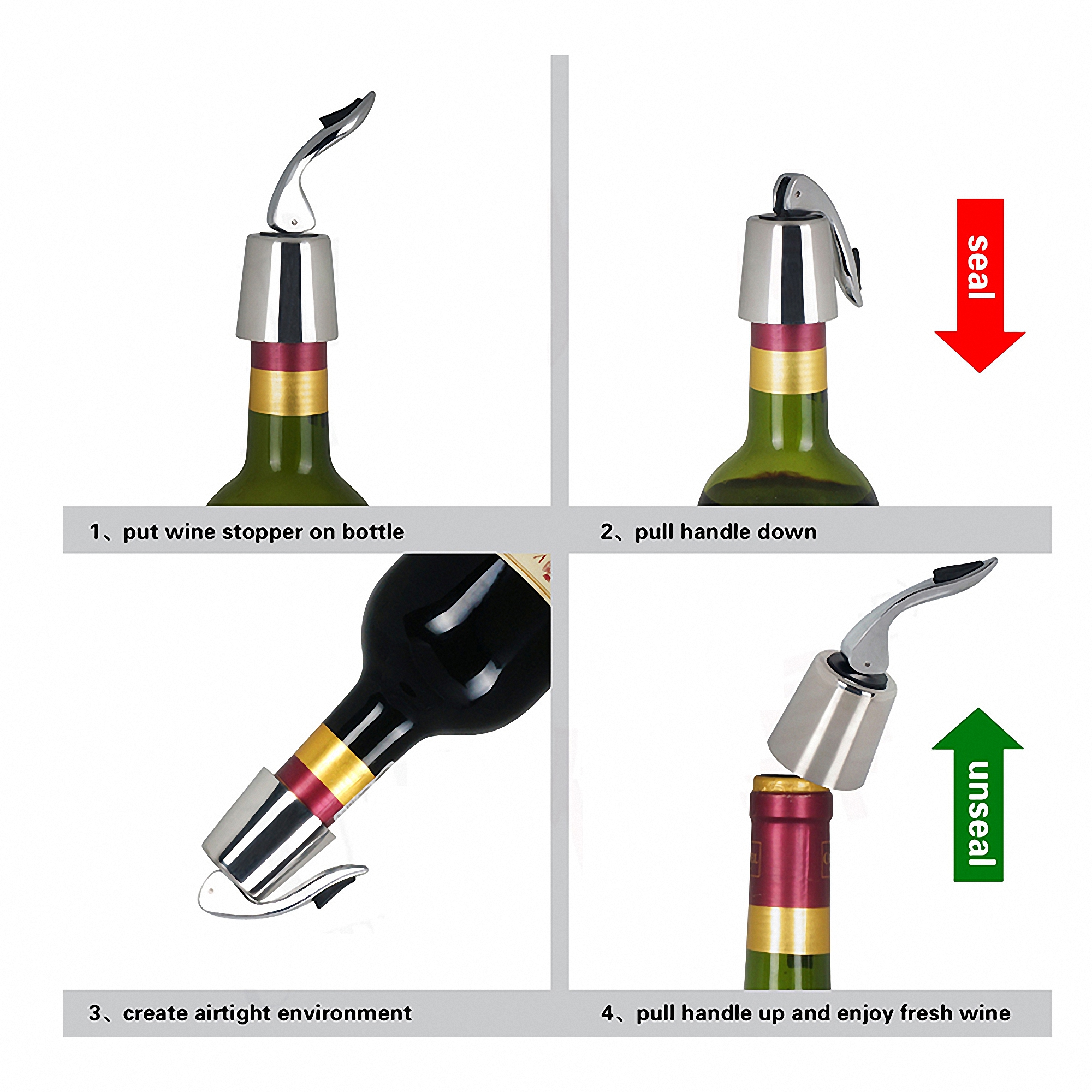 Premium Stainless Steel Wine Bottle Stopper 3