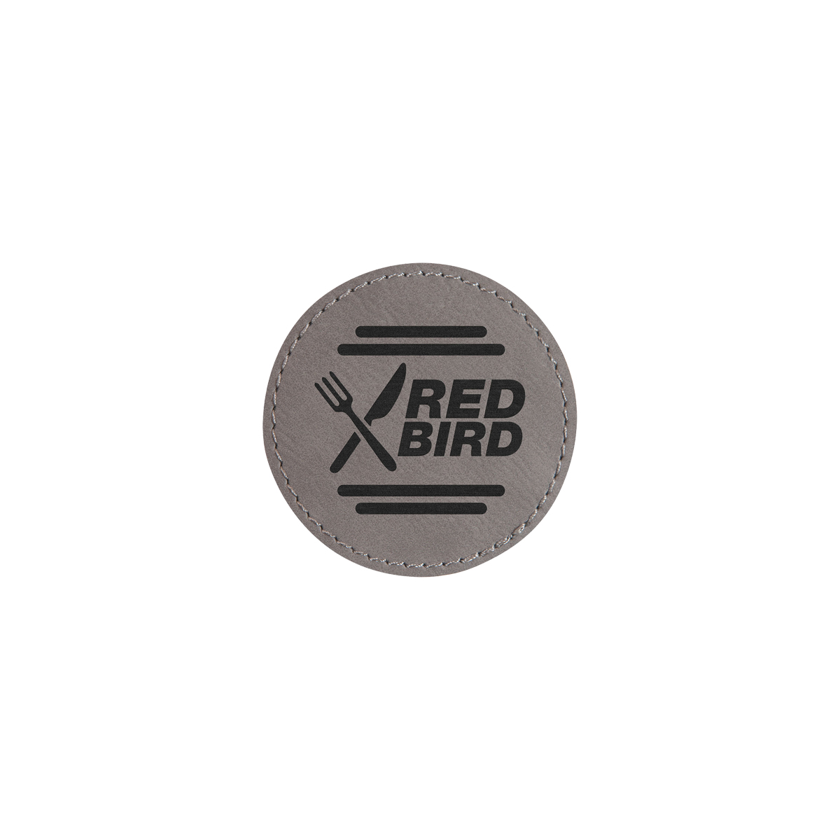 2" Gray Leatherette Round Patch with Adhesive