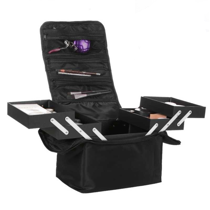 Black Travel Makeup Bag Storage Box For Women 11