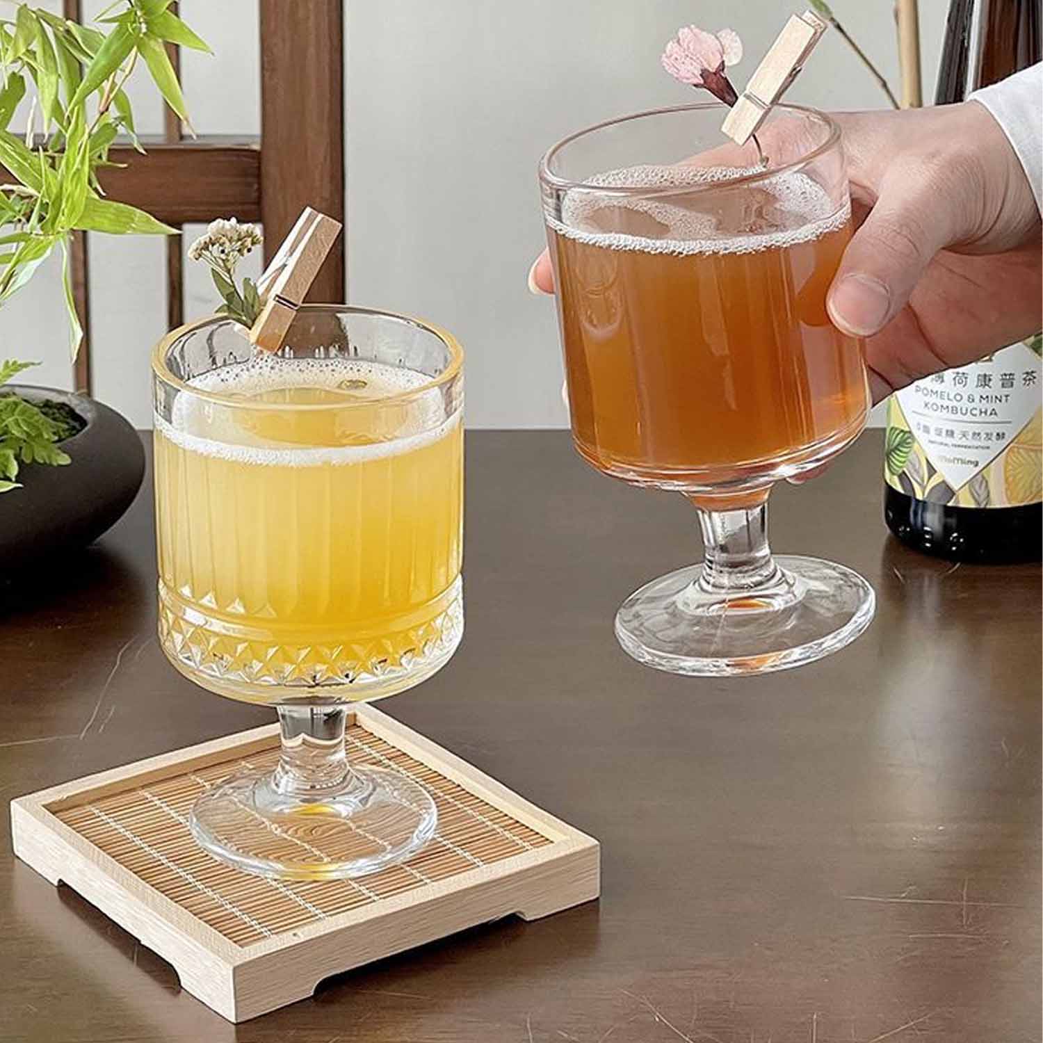 Vintage striped mulled wine glasses for cold drinks 3
