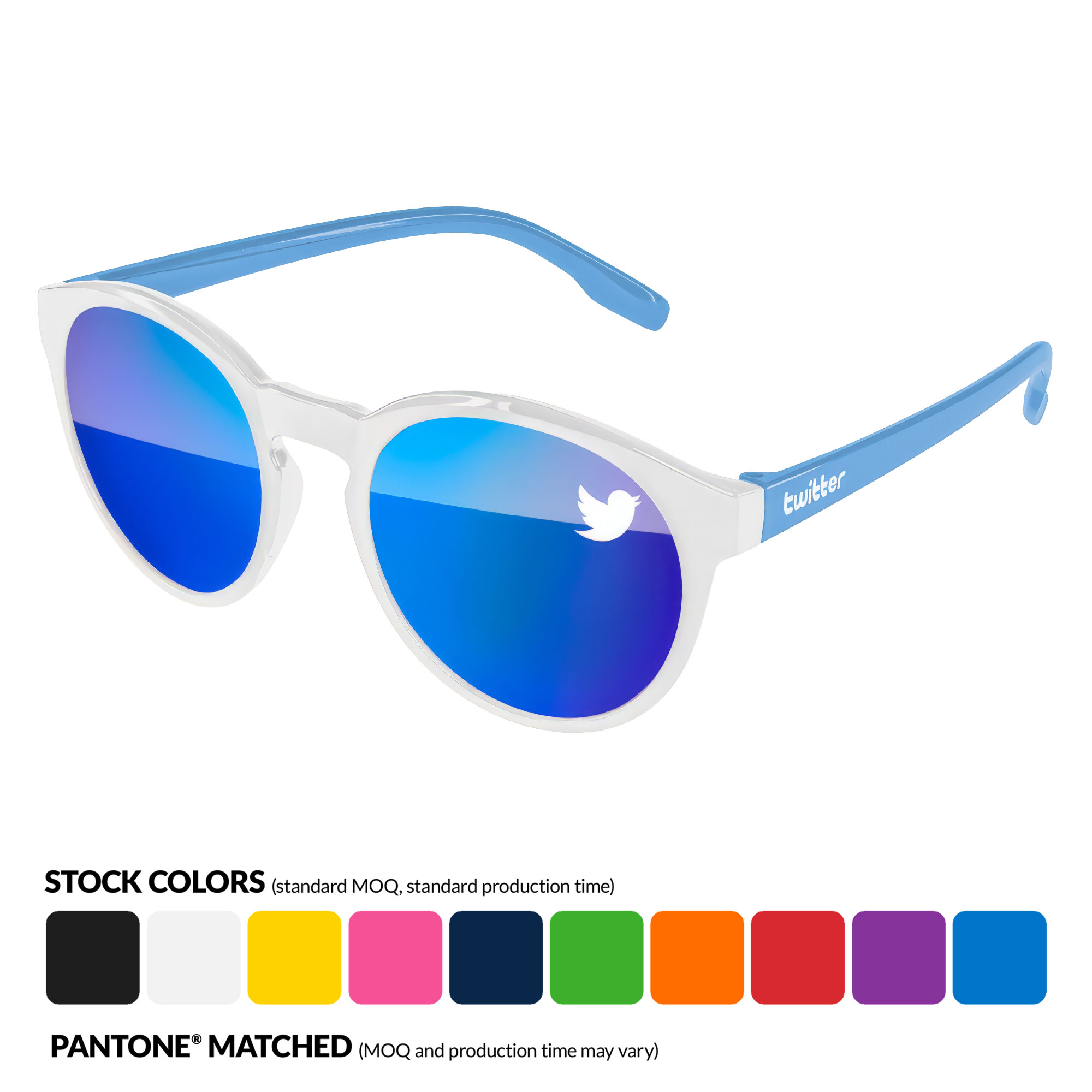 Vicky Mirror Sunglasses w/ 1 Color Lens 2-Tone & Temple Imprint 18
