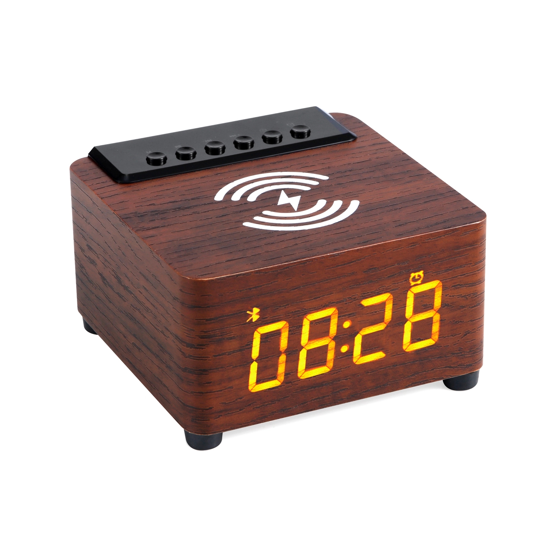 K2 Wooden 10 W Wireless Charger with Alarm Clock & Speaker 13