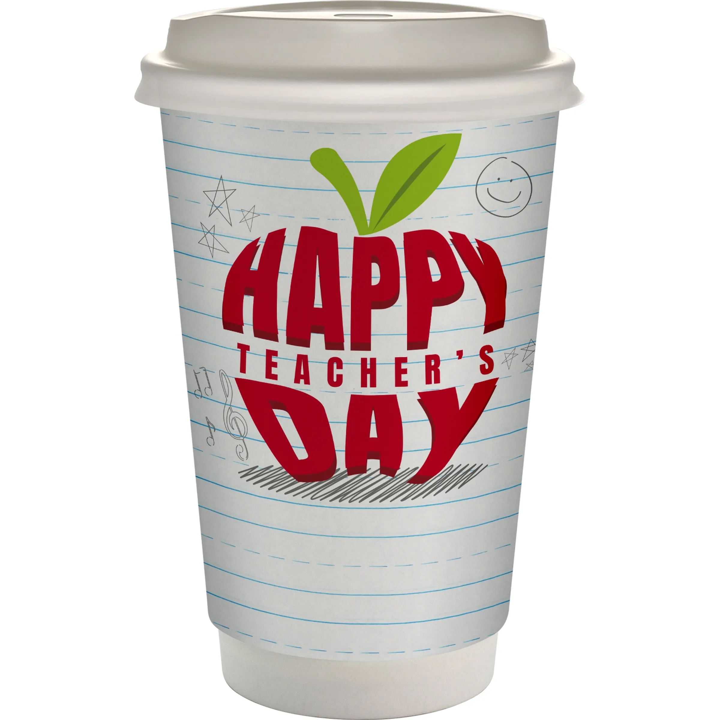 16 oz. Teacher Full Color Paper Cup with Lid 6