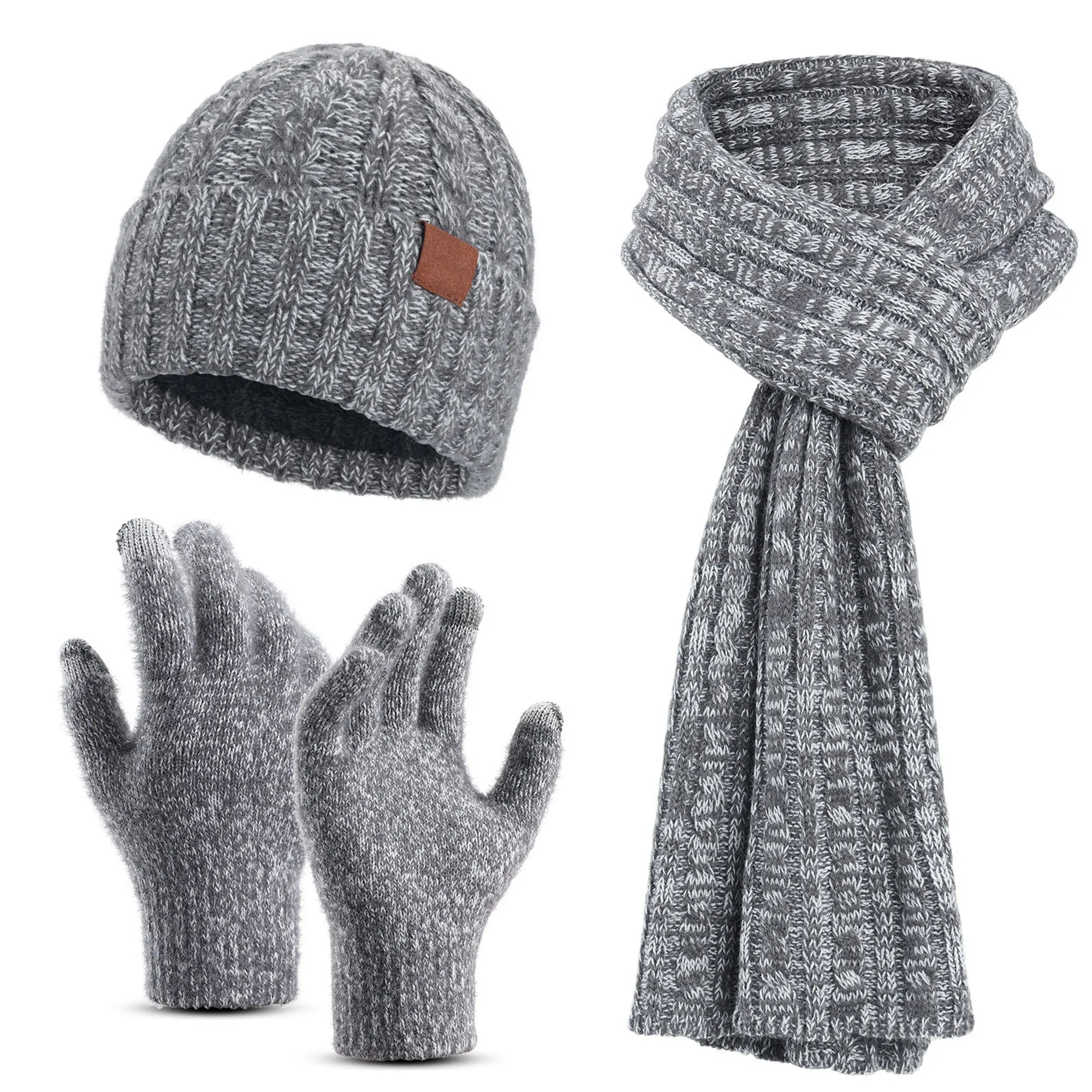 3 In 1 Winter Beanie Hat Gloves Scarf Set 15