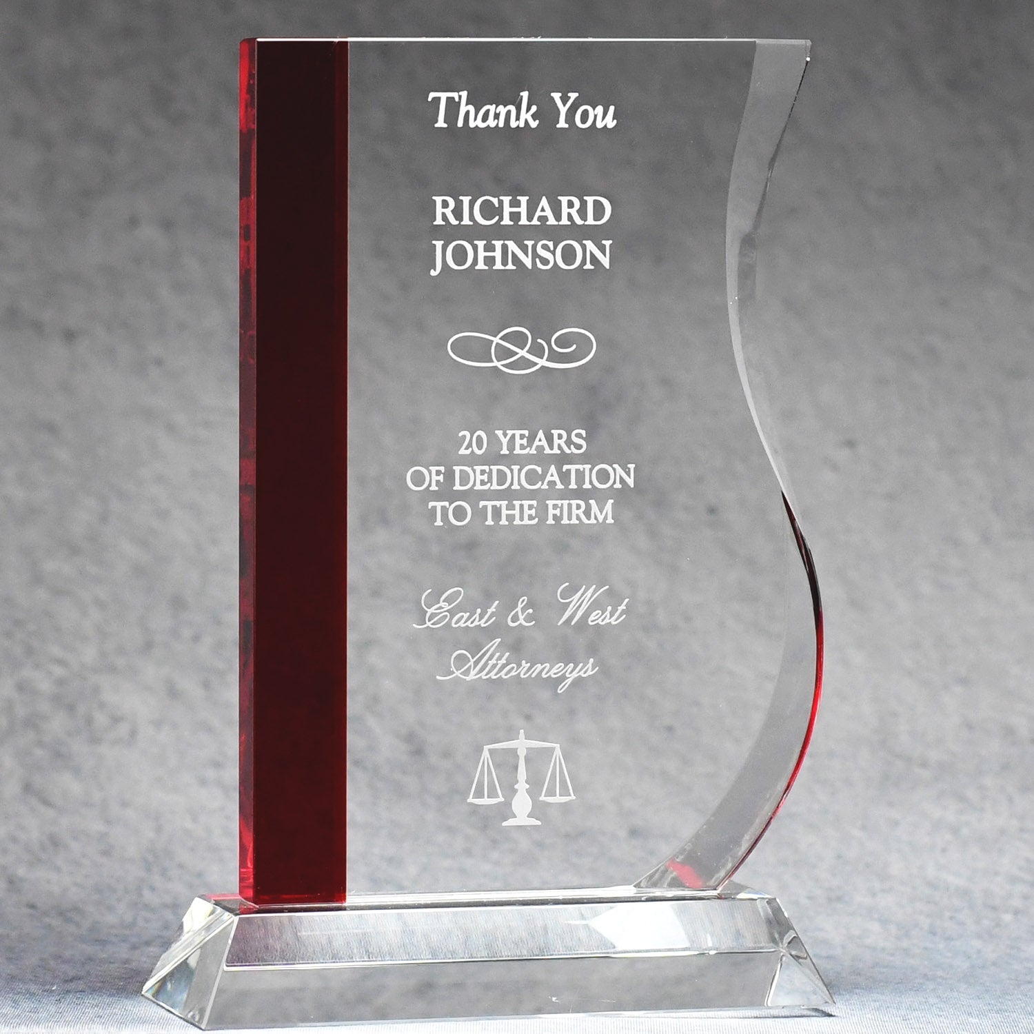 Red Stripe Wave Crystal Award 4