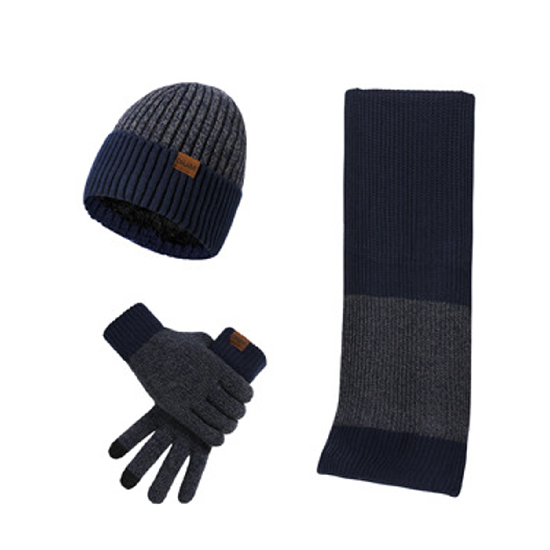 Beanie Hat Scarf Touch Screen Gloves Set 2