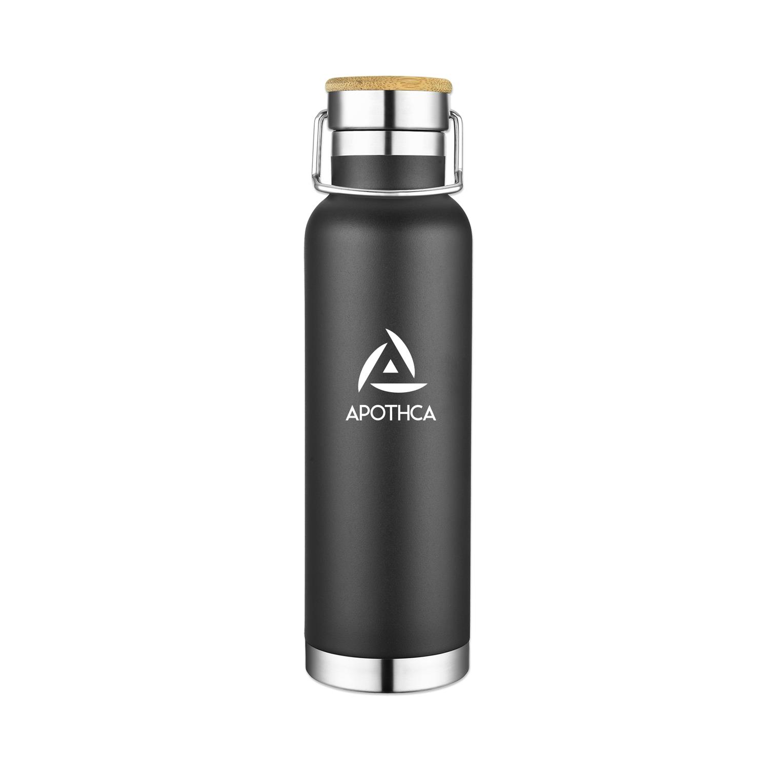 22 Oz. Double Wall Vacuum Bottle with Bamboo Lid, custom water bottle with logo imprint 17