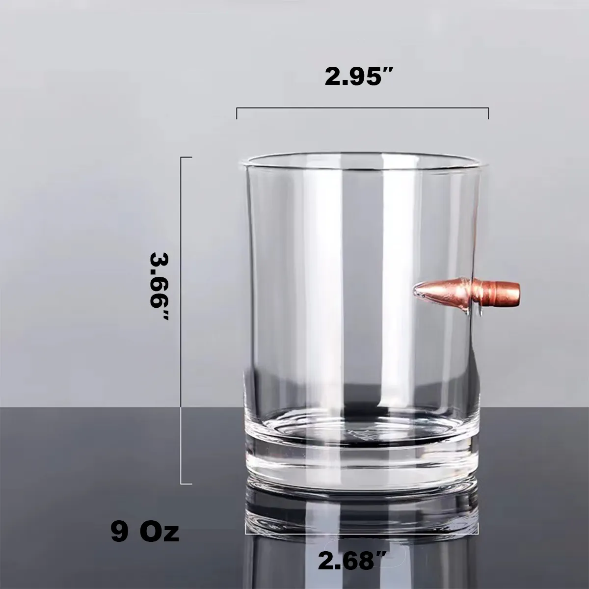 10oz WHISKEY GLASS Embedded Bullet 3