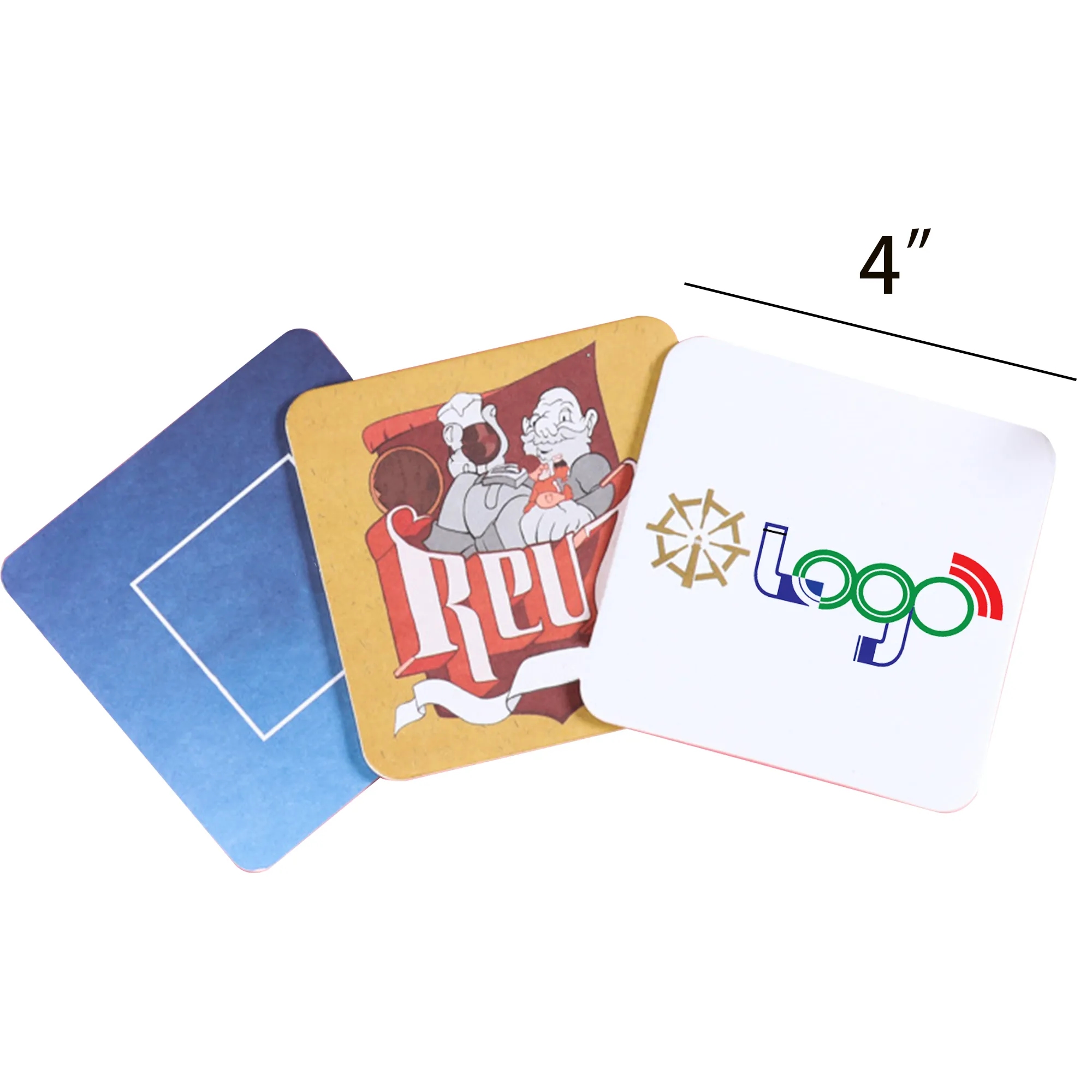 Double Sided Customized 4" Square Paper Coaster 3
