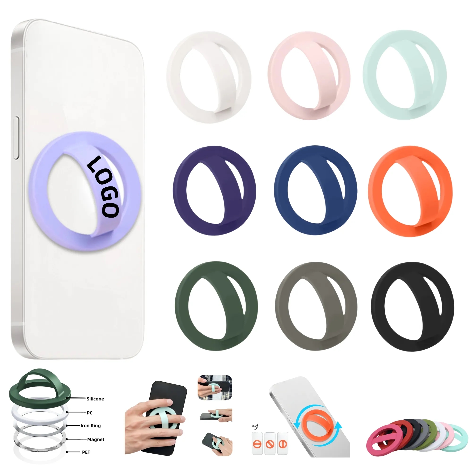 Silicone Magnetic Ring Phone Stand 2