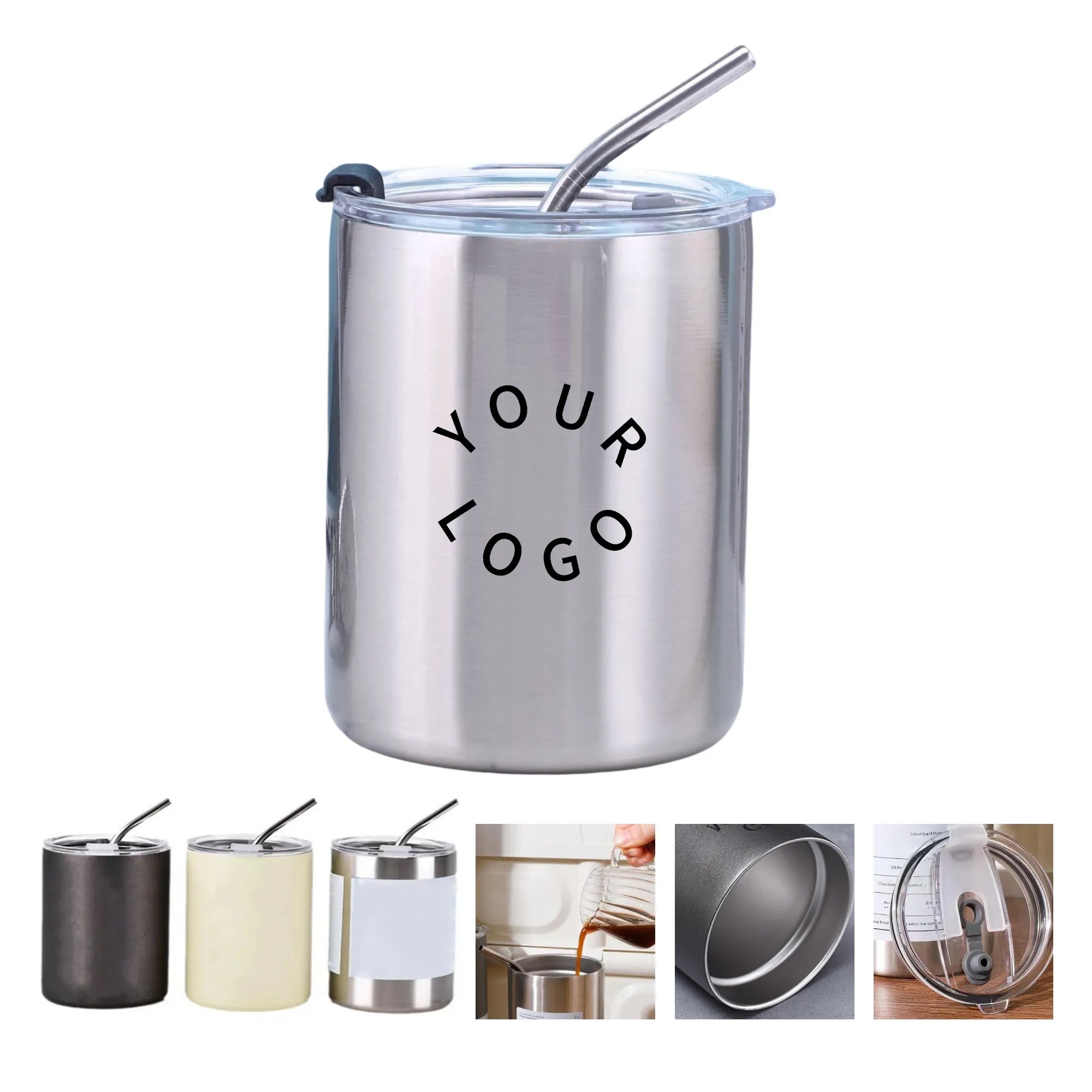 Stainless Steel Coffee Cup with Straw 3