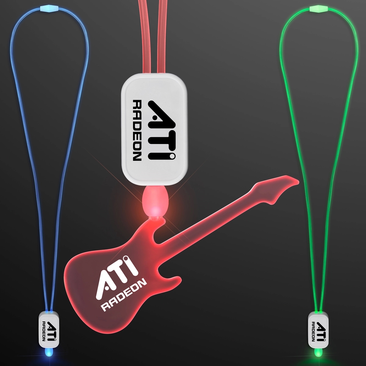 LED Neon Lanyards with Acrylic Guitar Pendant 3