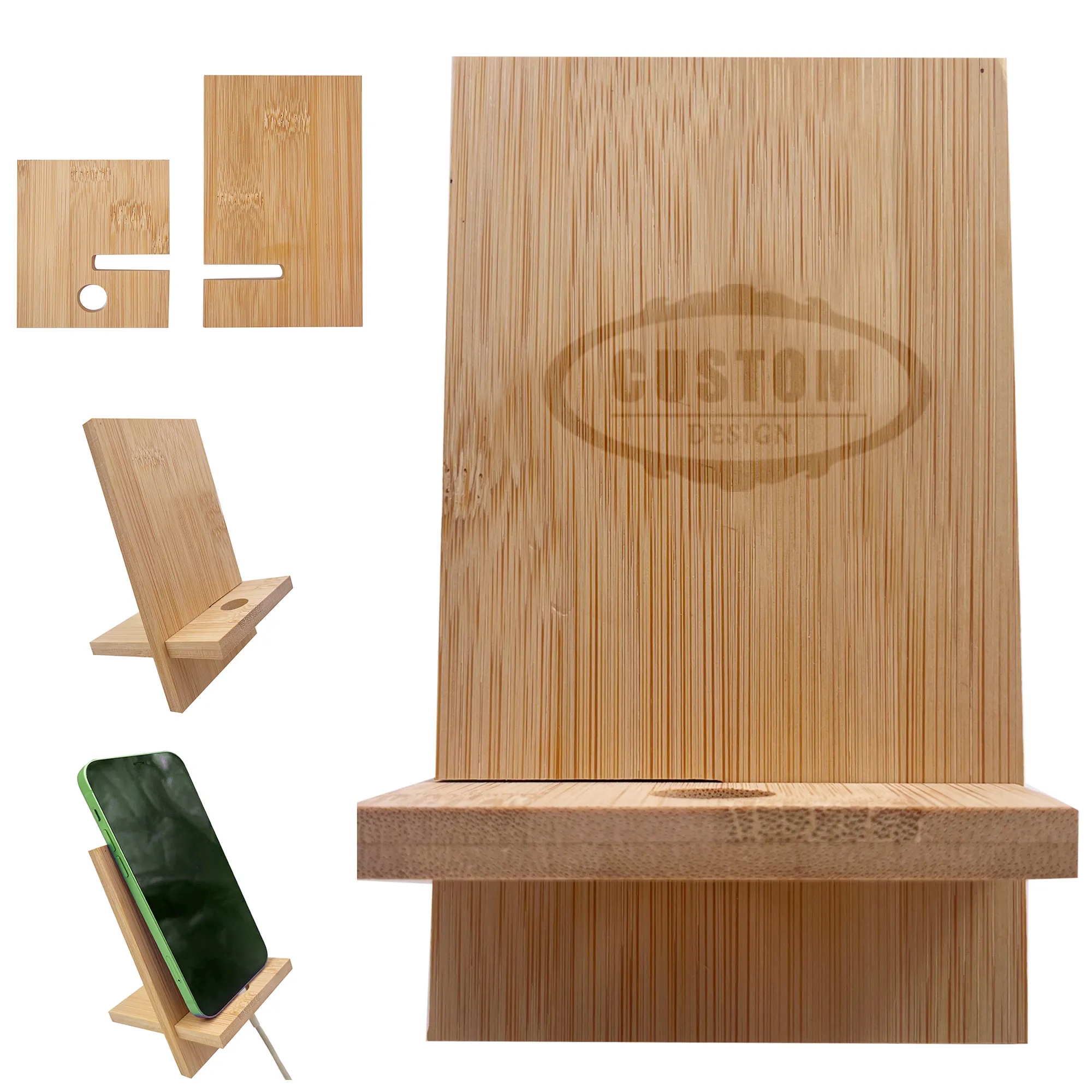 Bamboo Phone Stand with Charging Hole 5