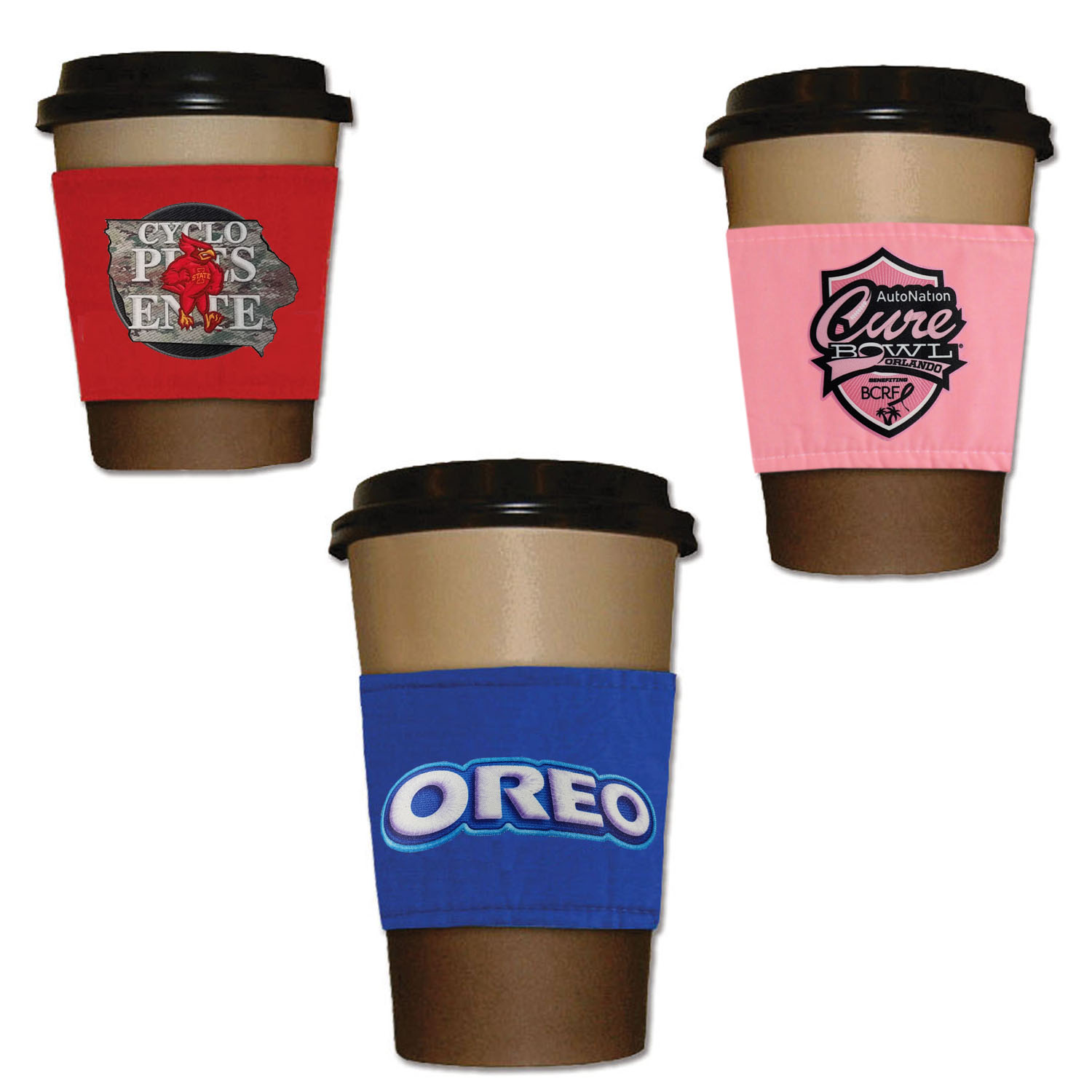Reusable Deluxe Fabric Cup Sleeve with Decorative Patch