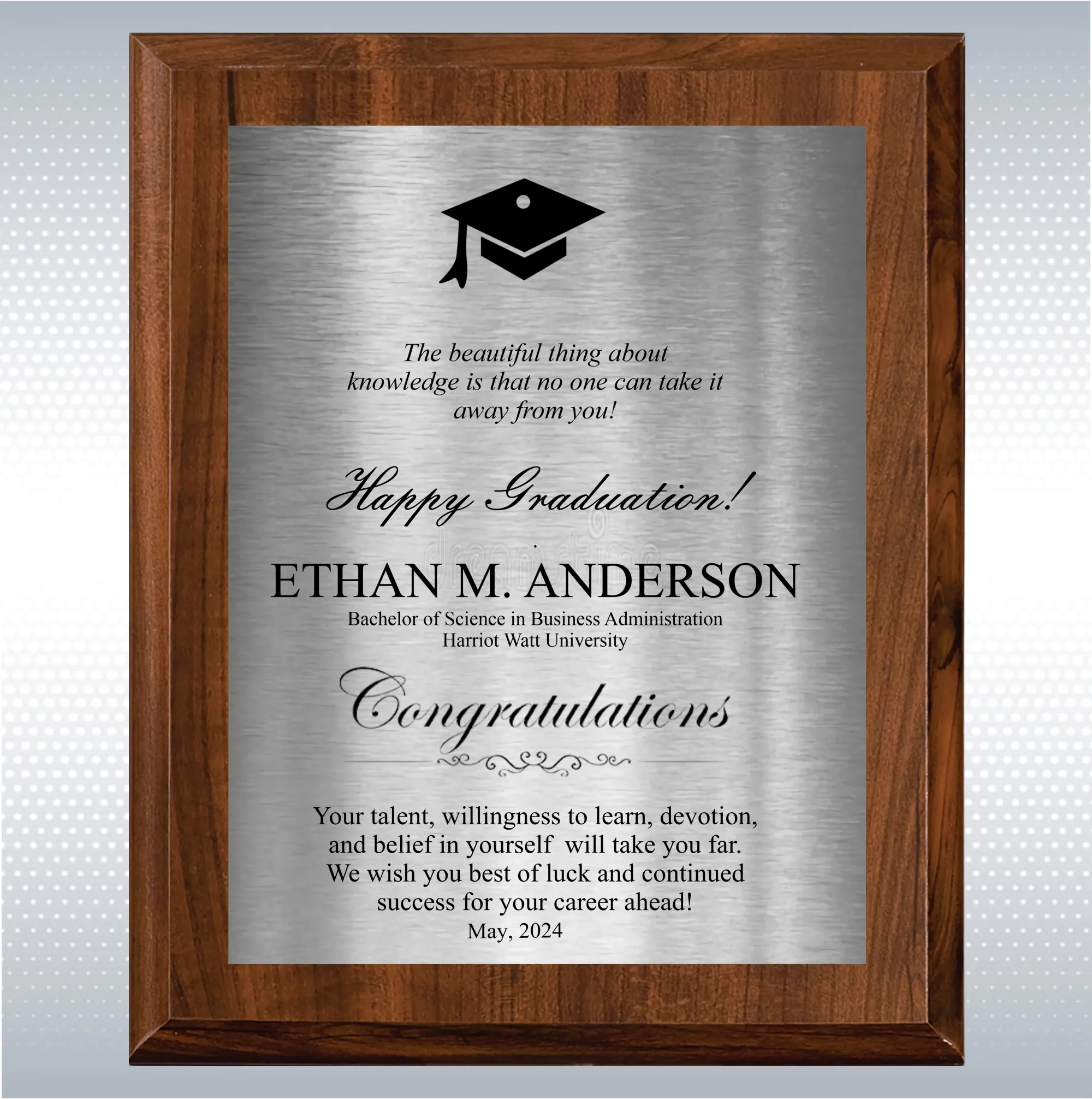 Cherry Finish Graduation Gift Plaque Award 10
