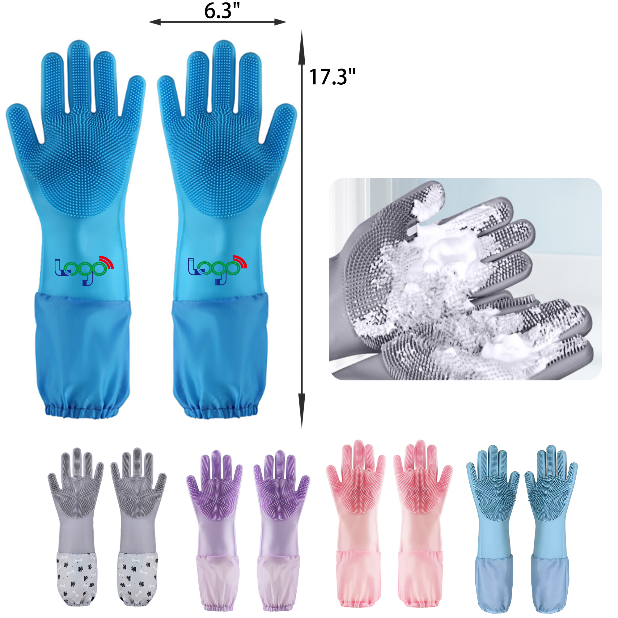 MOQ 50 PCS Durable Long Pet Bath Silicone Gloves 4
