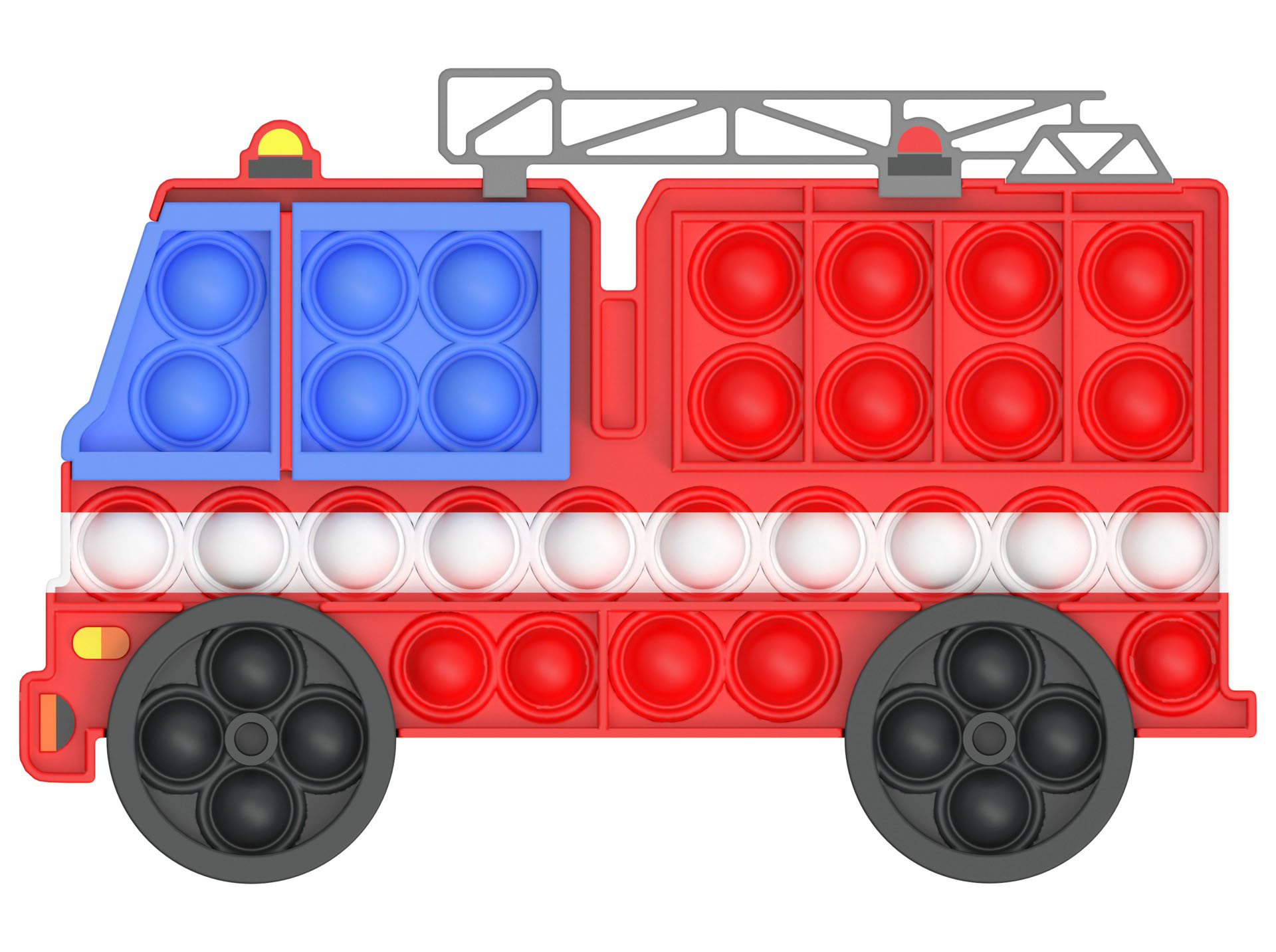Fire Truck Shape Silicone Push Pop it Bubble Fidget Sensory Stress Reliever Toy 3