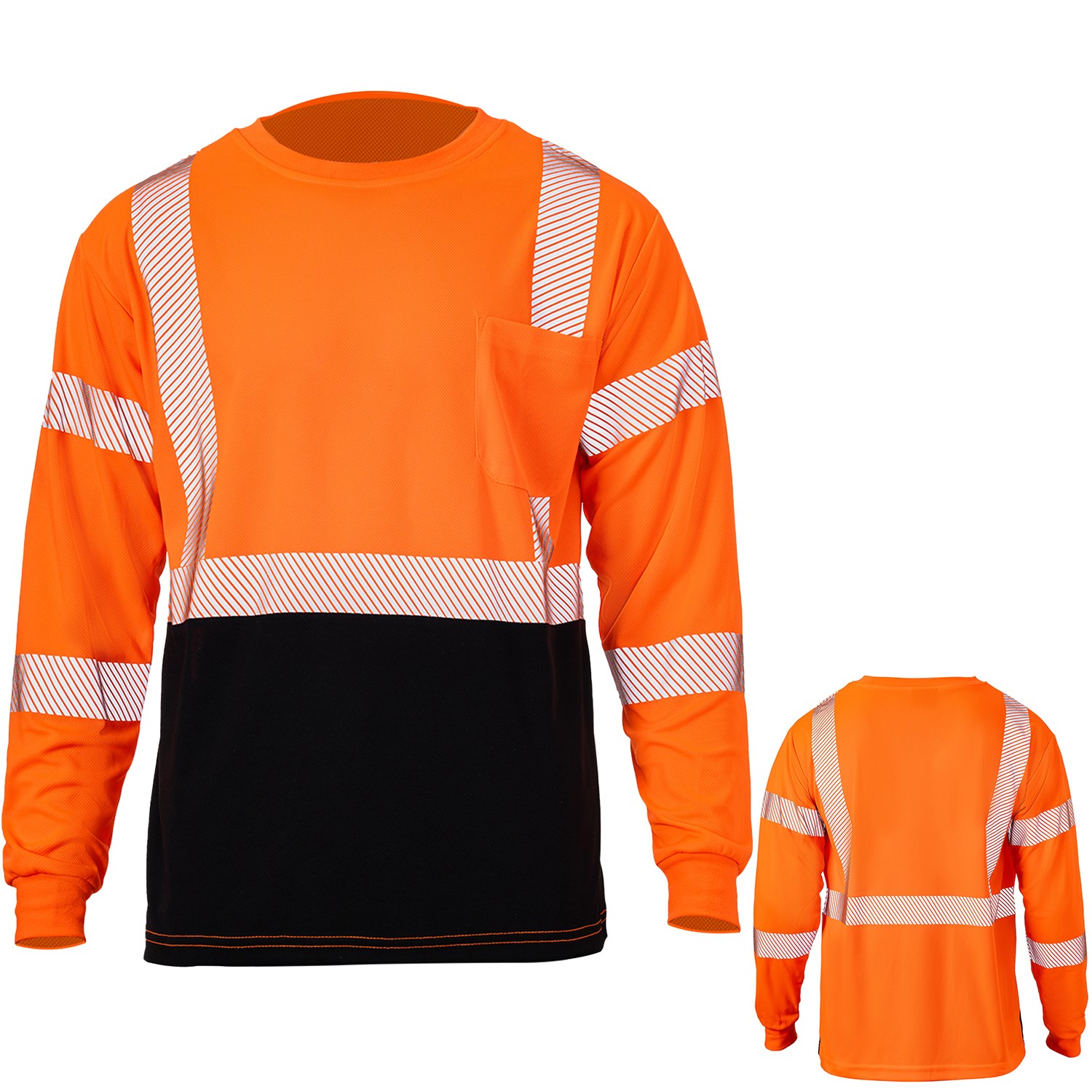 3.8 Oz. Polyester Class 3 Color Block Segmented Tape Safety T-Shirt with Pocket 1