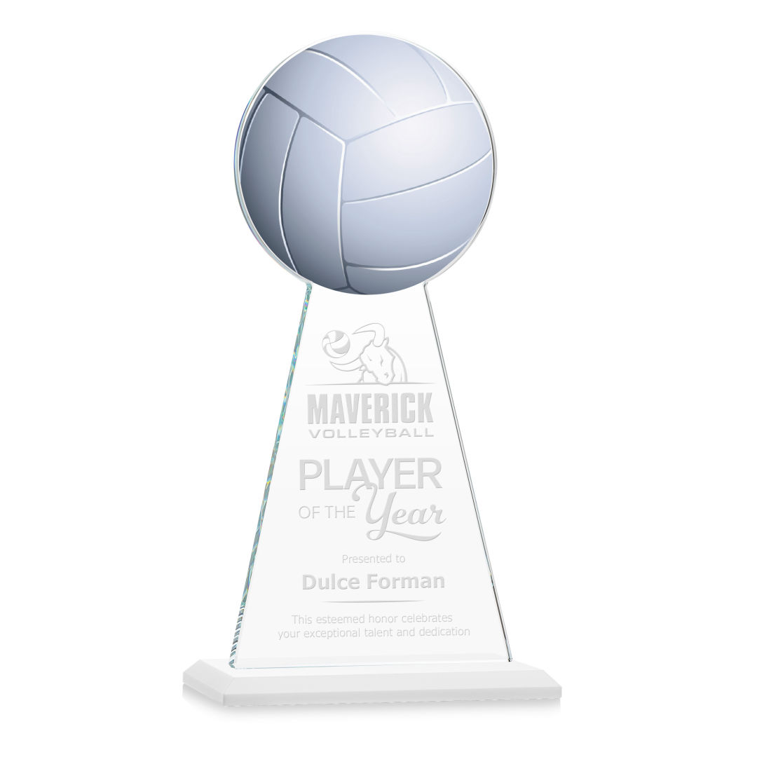 Edenwood Volleyball Award - White, custom award with logo imprint 9