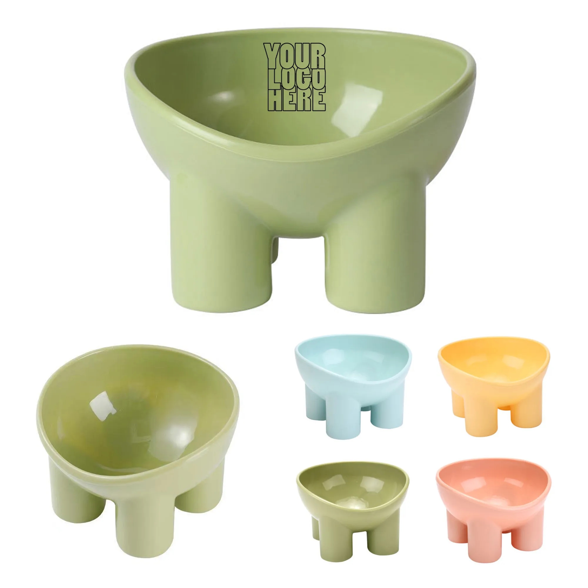 Neck Protection High-Leg Pet Bowl Elephant Leg Slanted Mouth 2
