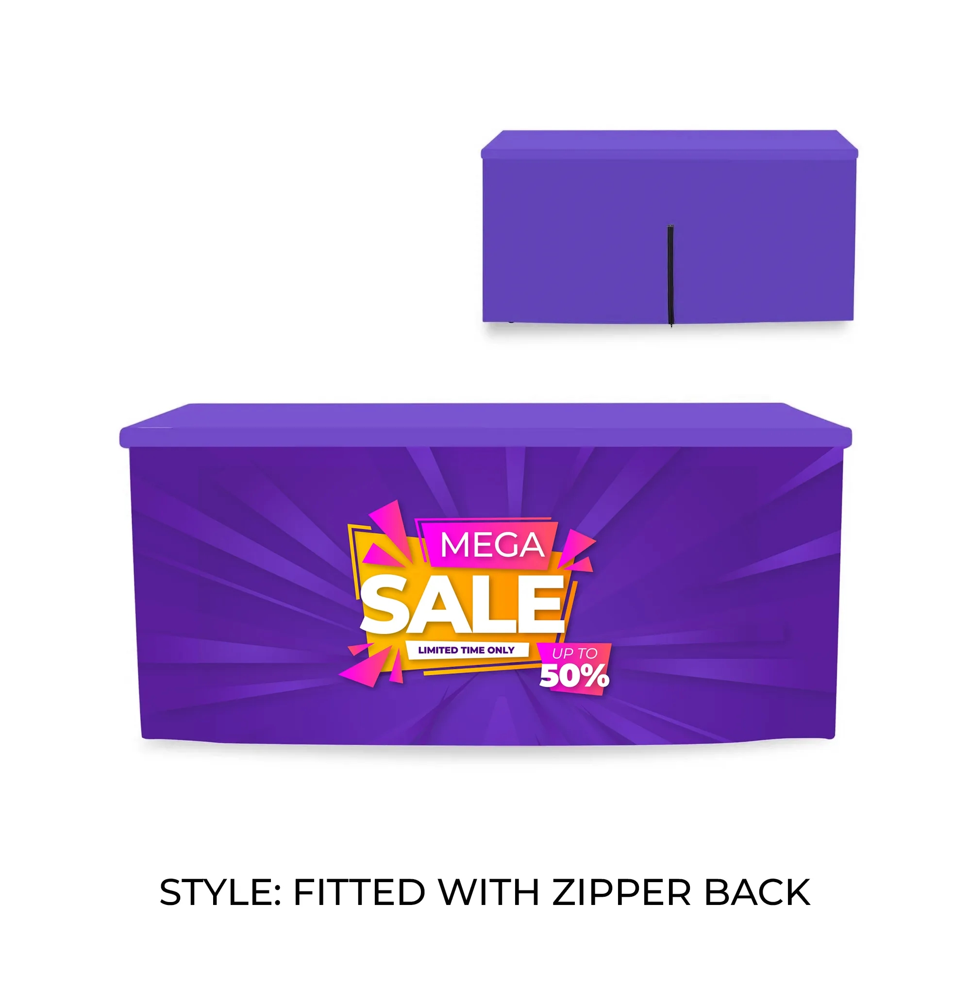 6' Table Cover Fitted Throw w/ Zippered Back 2