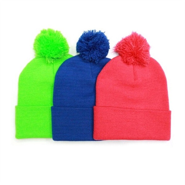 Knit Cuff beanie with Pompom 2