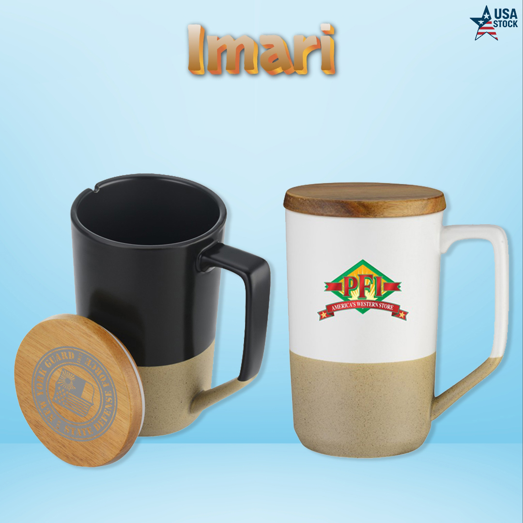 Imari Modern Two-Tone 15oz Mug with Curved Handle and Wood Lid 9