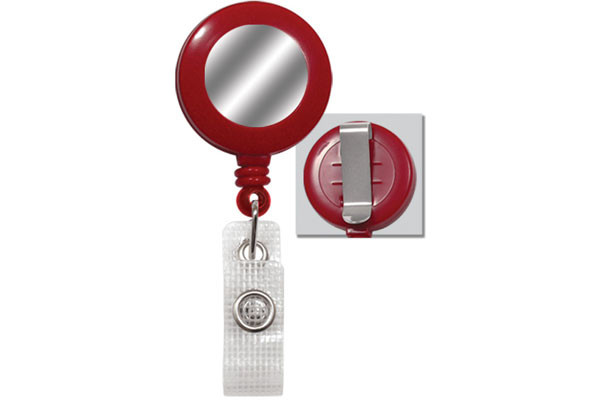 Round Solid Opaque Clip On Fast Ship Plastic Badge Reel (Red) 1