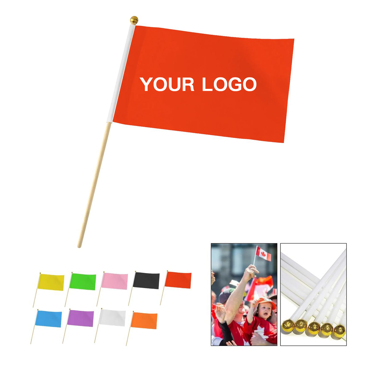 Hand Flag Polyester Fabric with Plastic Pole 5