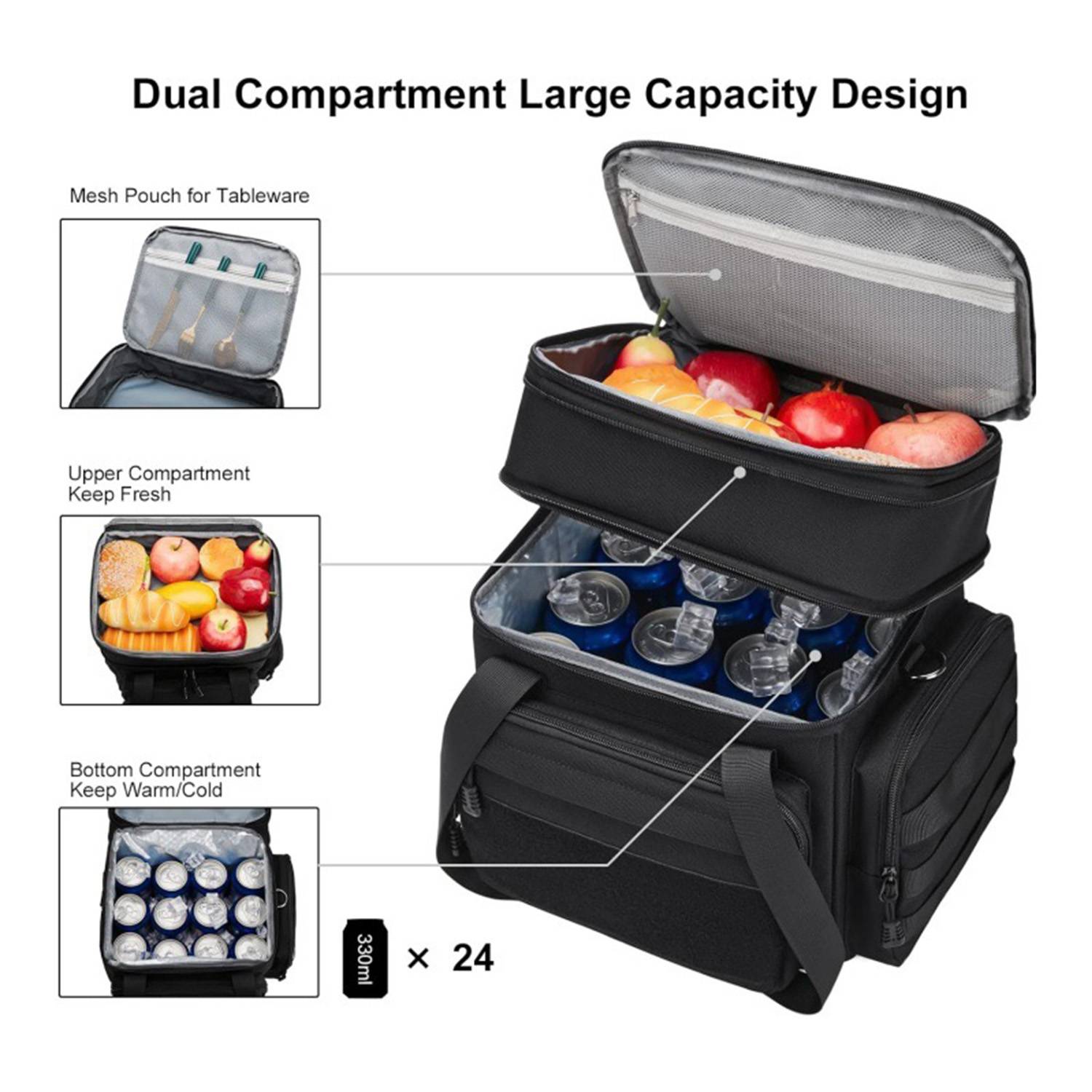 15L Large Insulated Oxford Cooler Bag for Outdoor Picnic 4