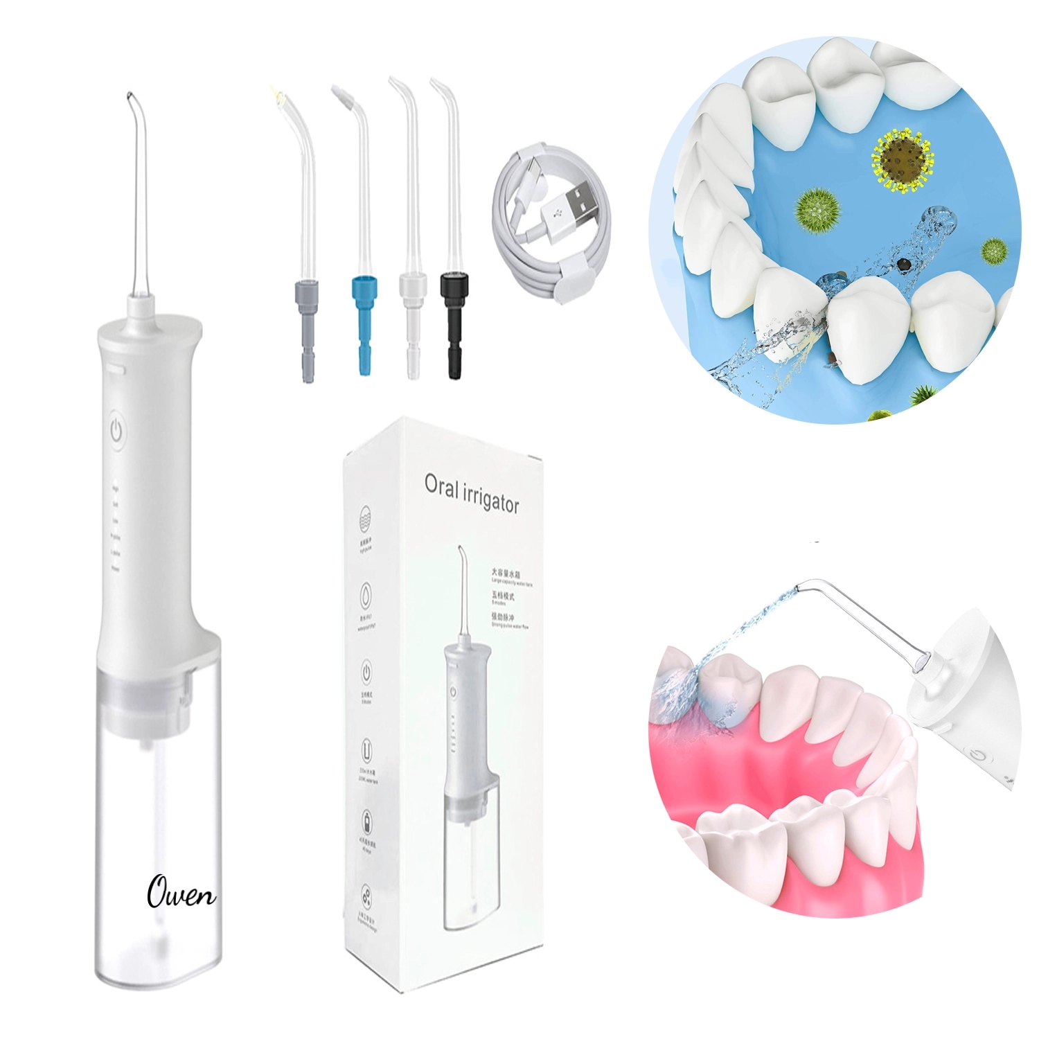 USB Rechargeable Cordless Water Flosser Set 1
