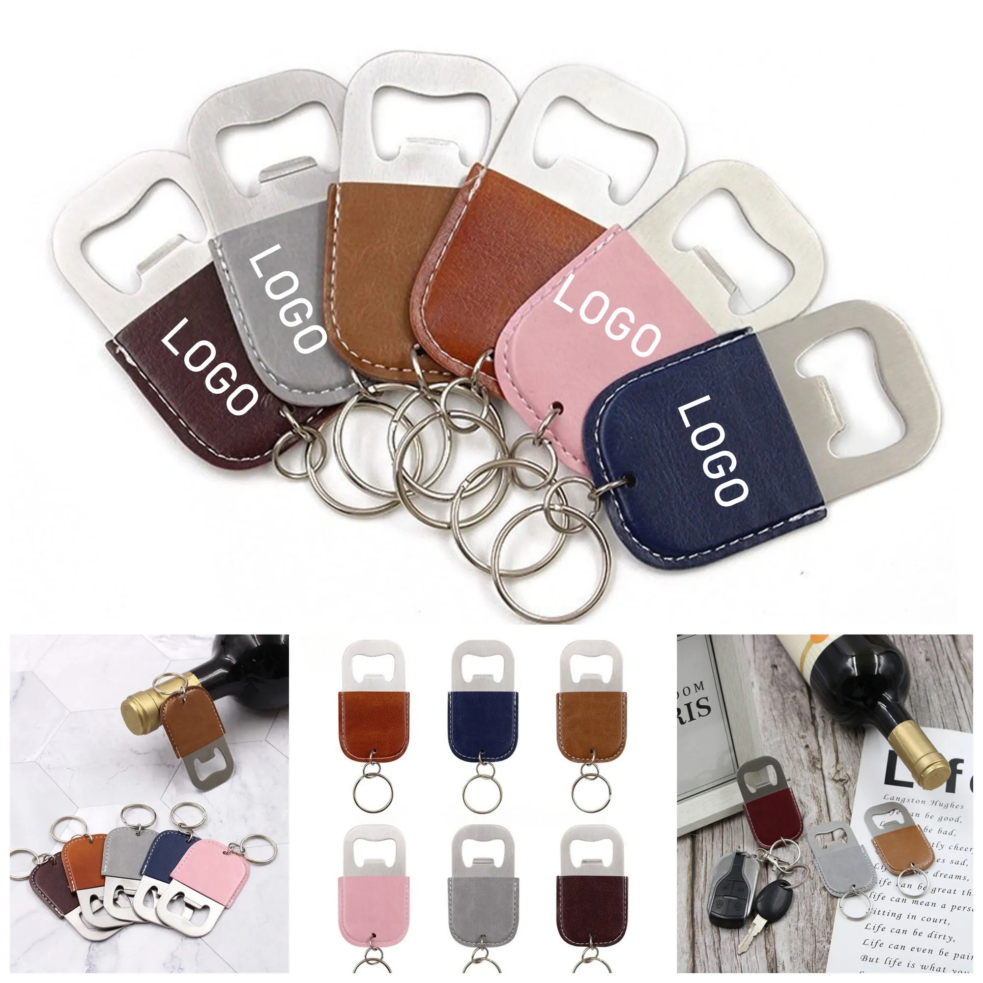 Leather Key Chains With Bottle or Can Opener 8