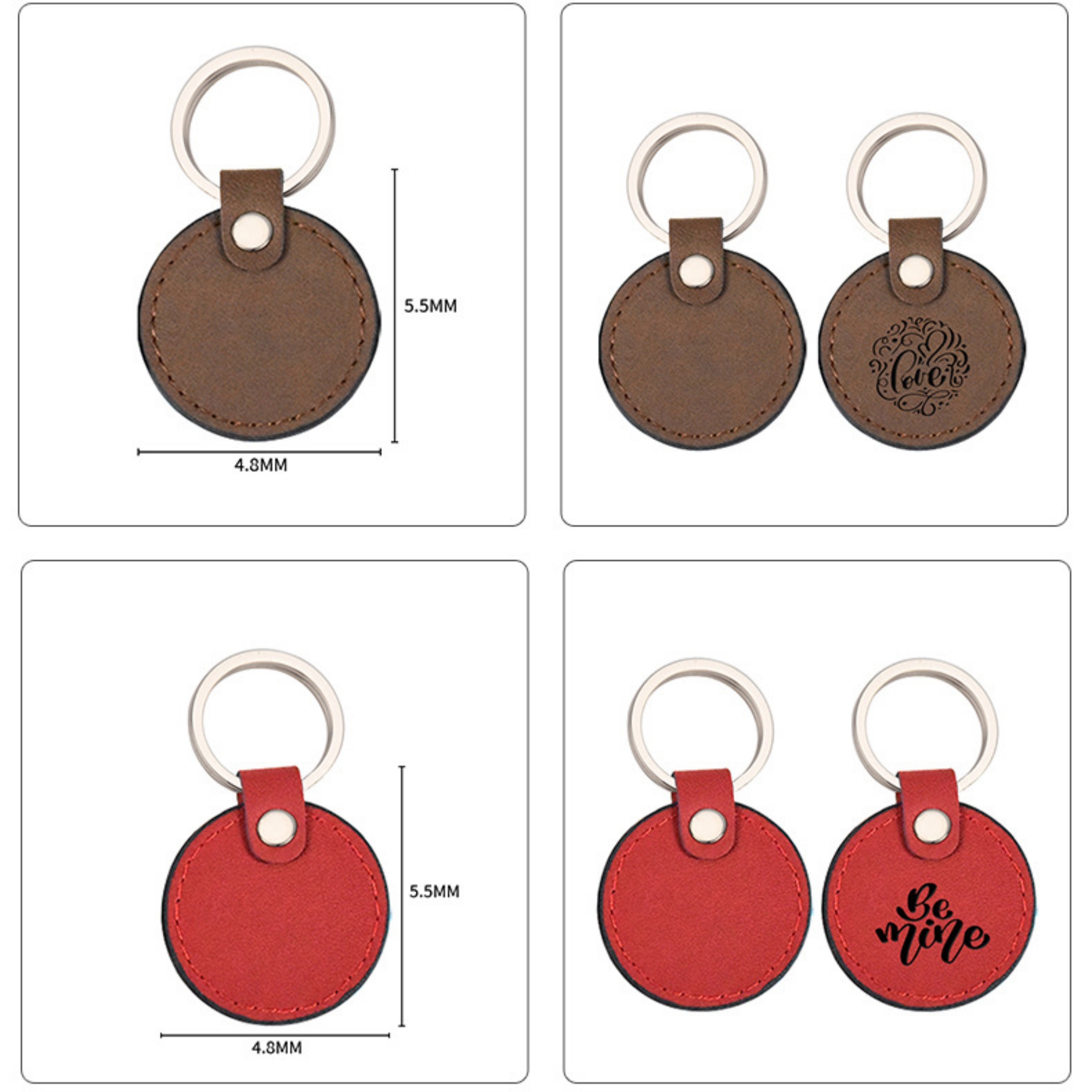 Round Leather Keychain 3