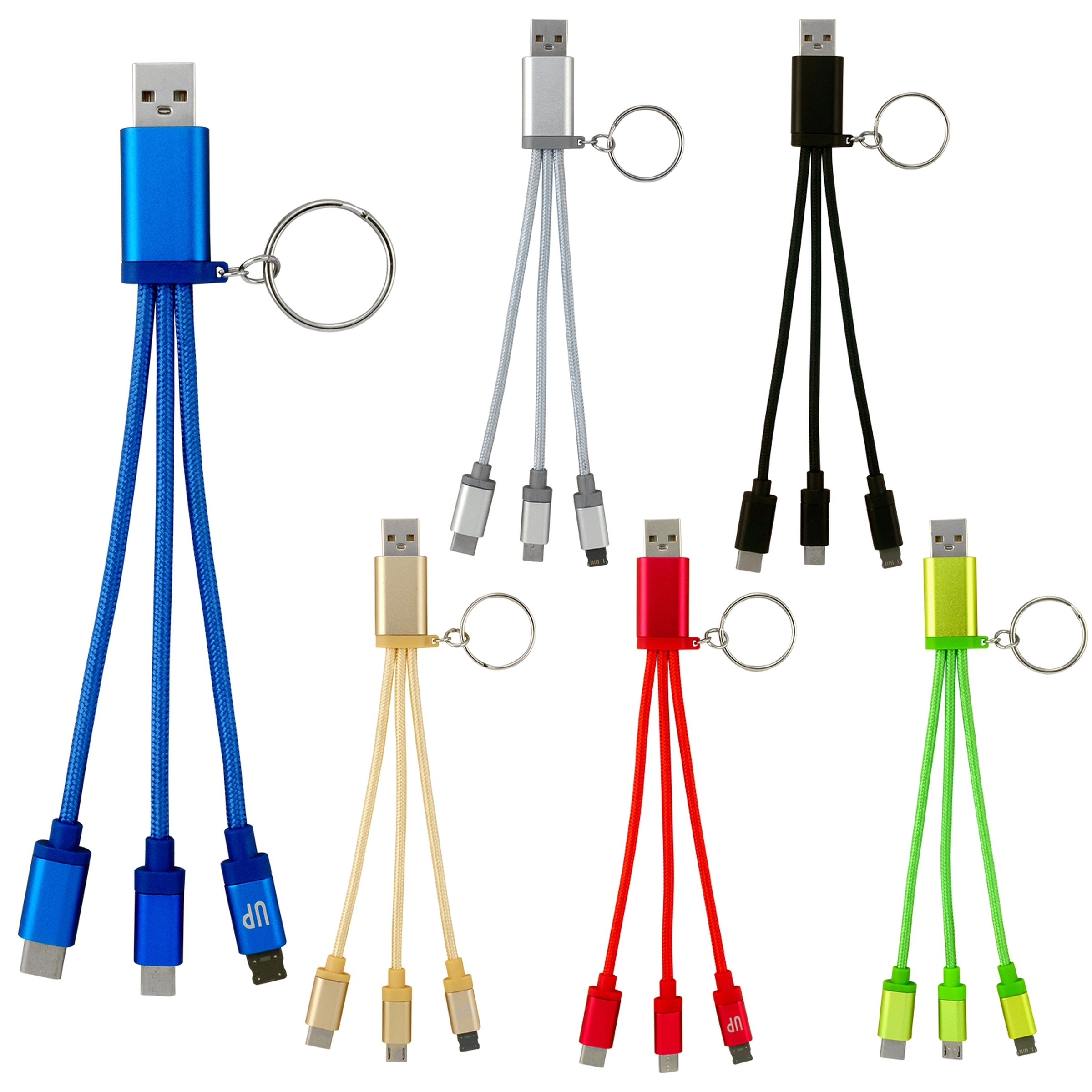 Metallic 3-in 1 Keychain Cable with Type C USB 16