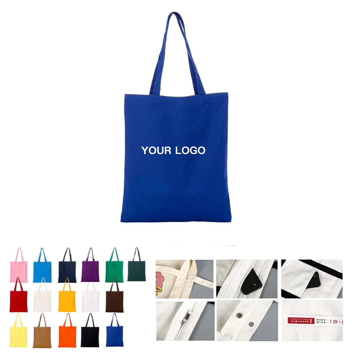 Reusable Canvas Tote 15.7 Inch for Work or Travel 24