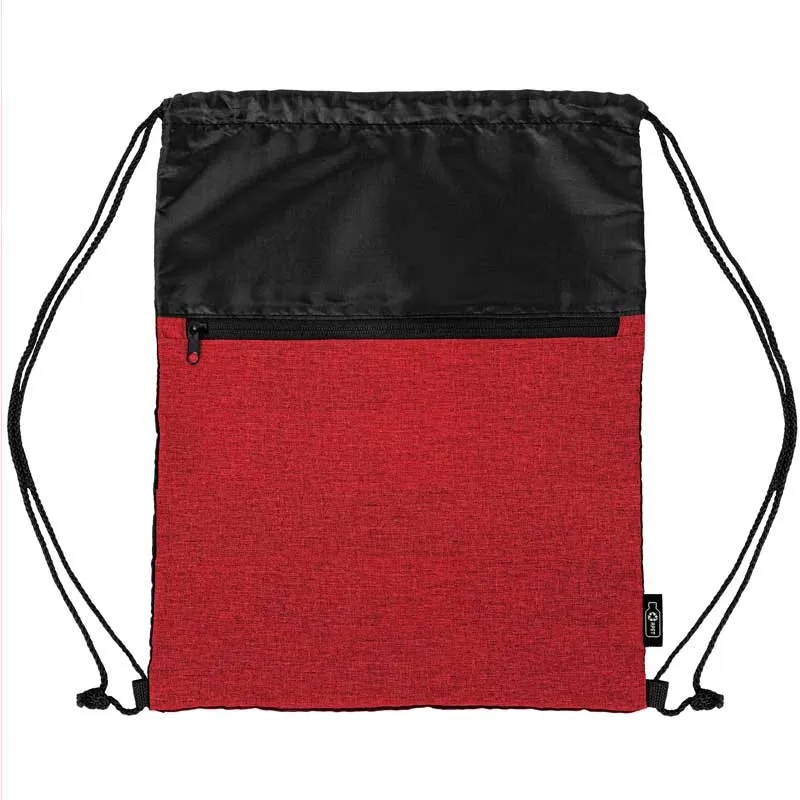 rPET Heather Draw String Bag with Front Zipper Pocket 9