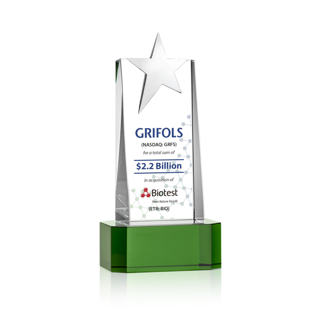 Fanshaw Silver Star VividPrint™ Award On Base - Green 12