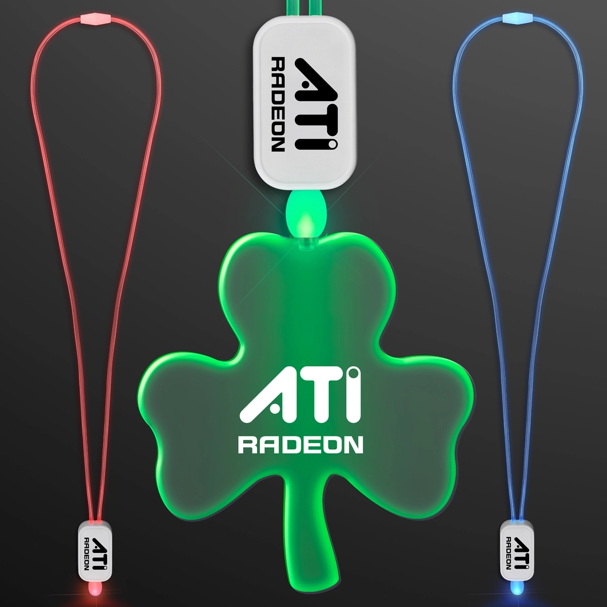 LED Neon Lanyard with Acrylic Shamrock Pendant 1