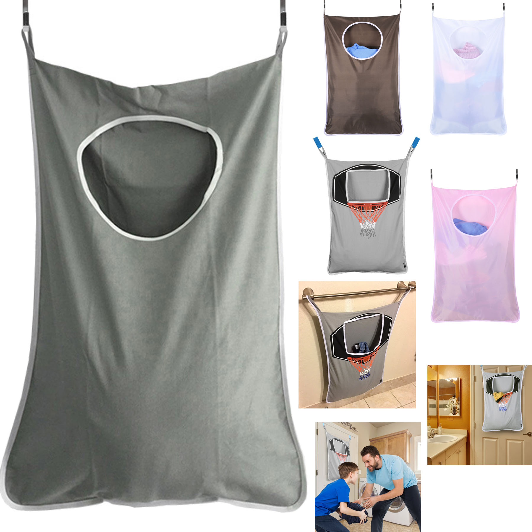 Hanging Over The Door Kids Laundry Basket Bag