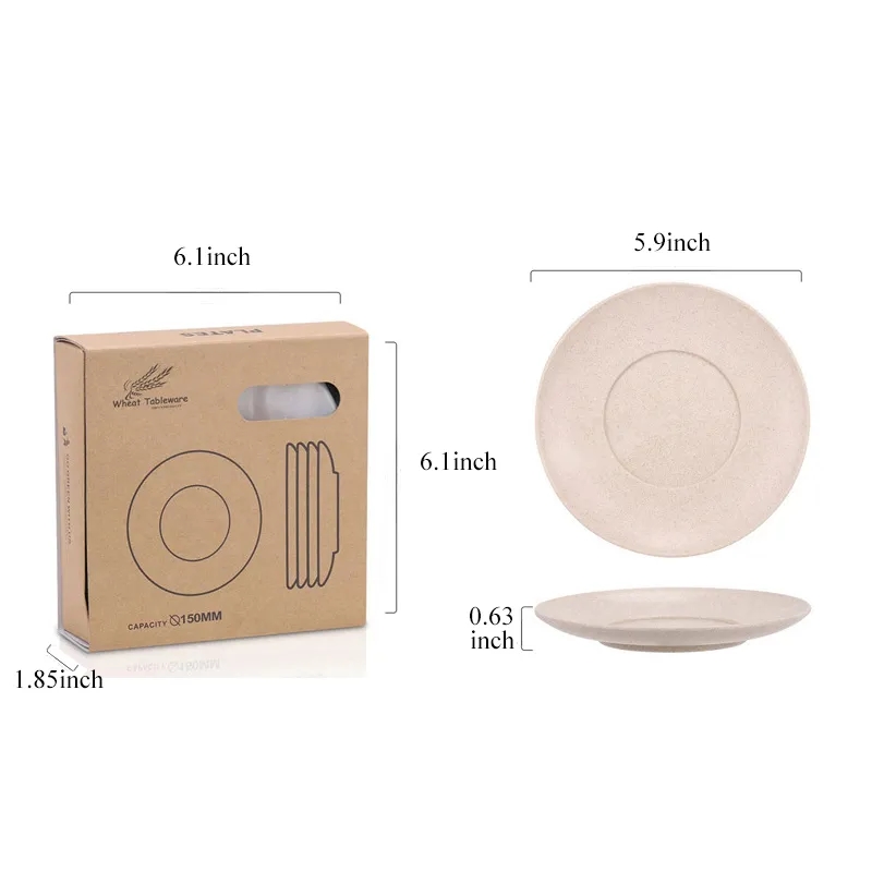 4PCS Wheat Straw Plate Set 7