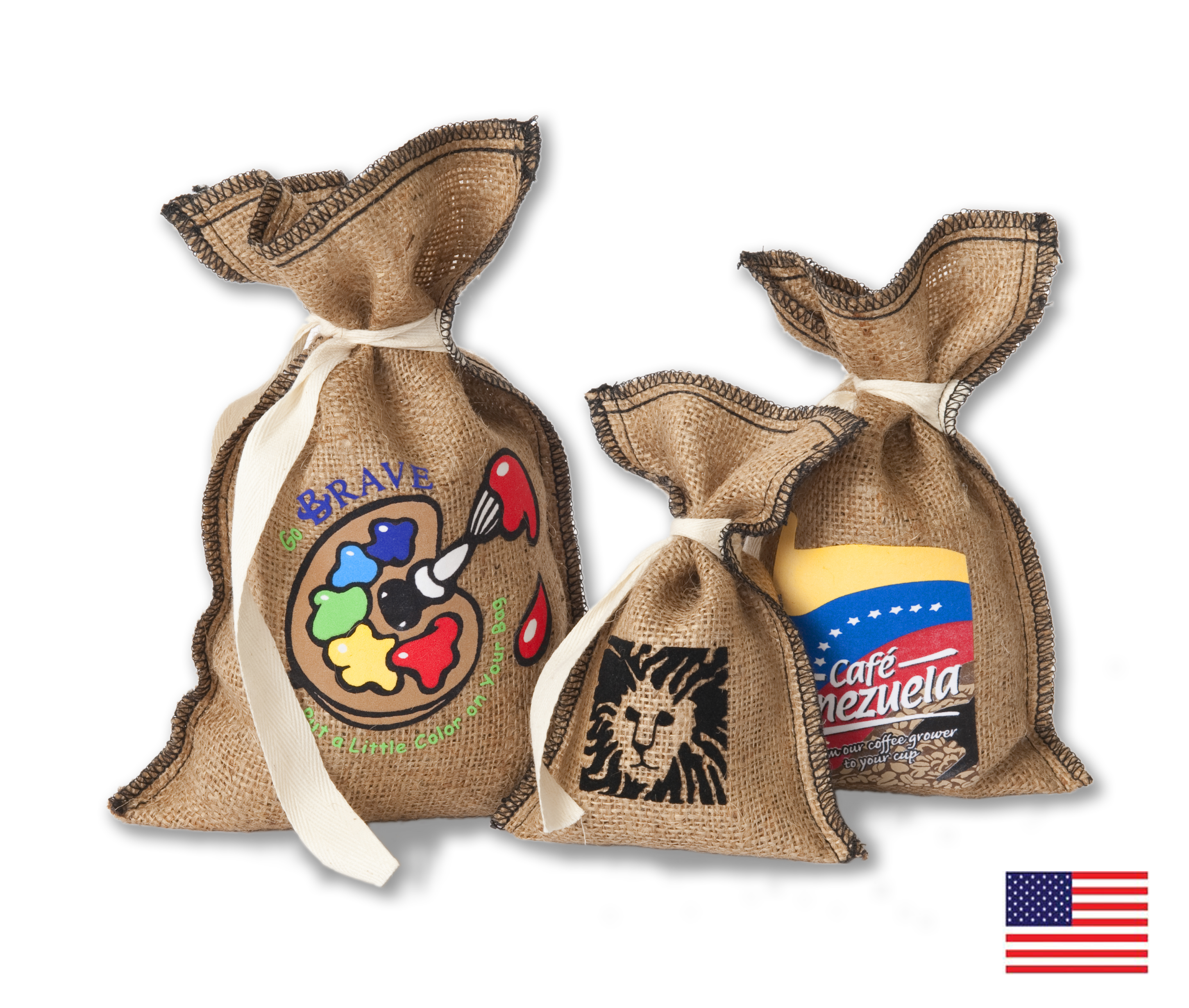 Tiki Burlap/Jute Pouch with Tie 6x10" 2