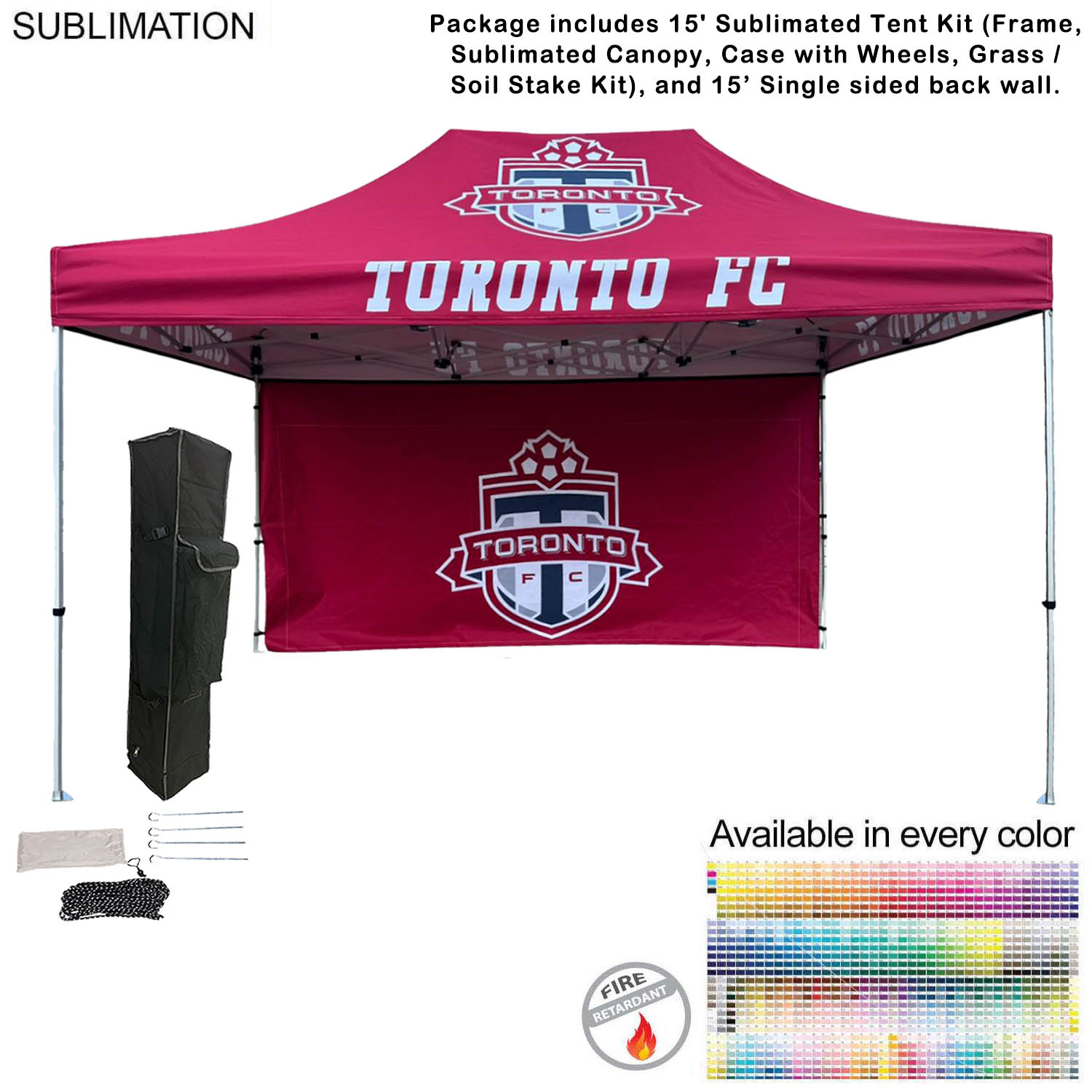 Tent Backwall Package, 15' Sublimated Tent Kit and 15' Full single sided backwall 32